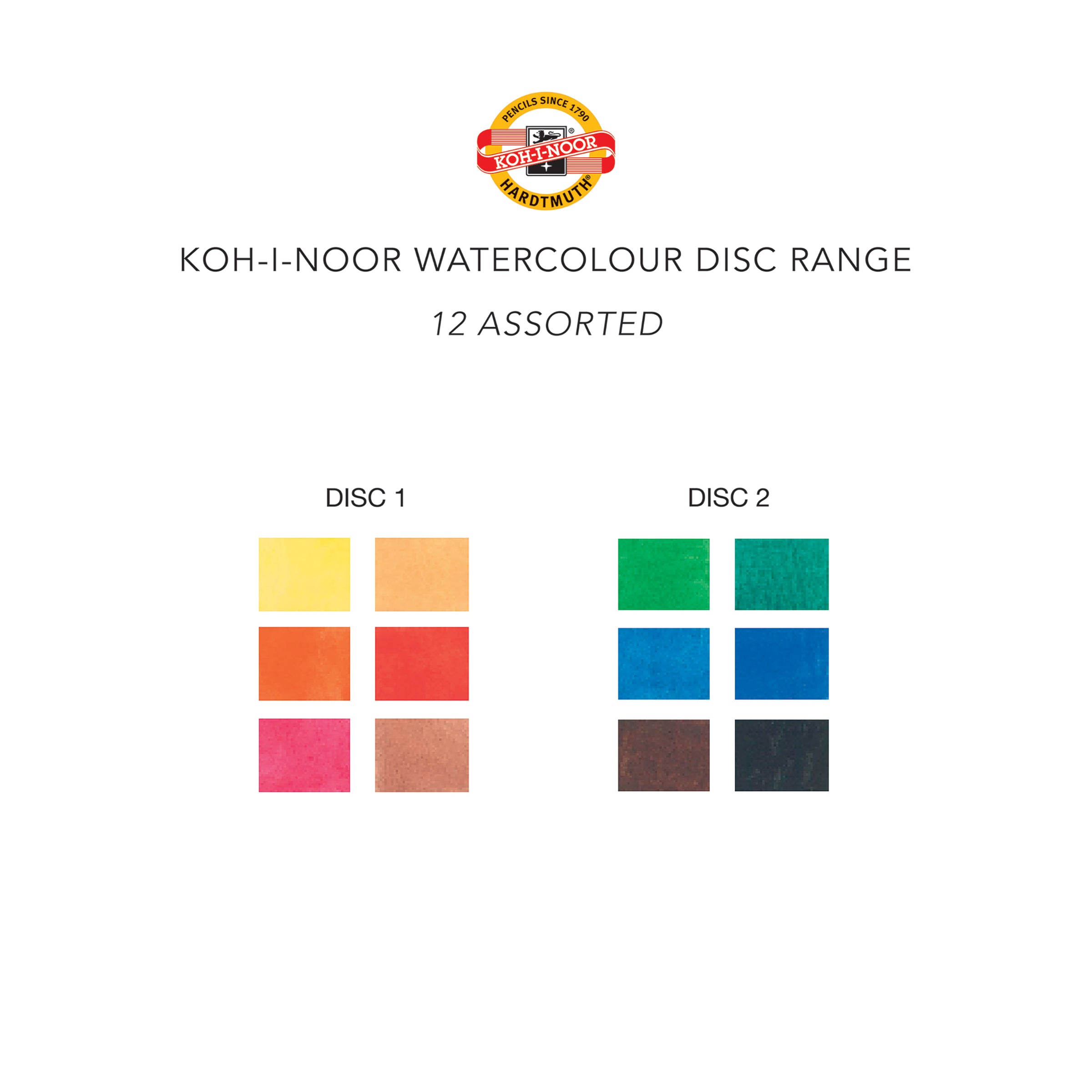 Watercolour Disc - 12 Assorted Koh-I-Noor