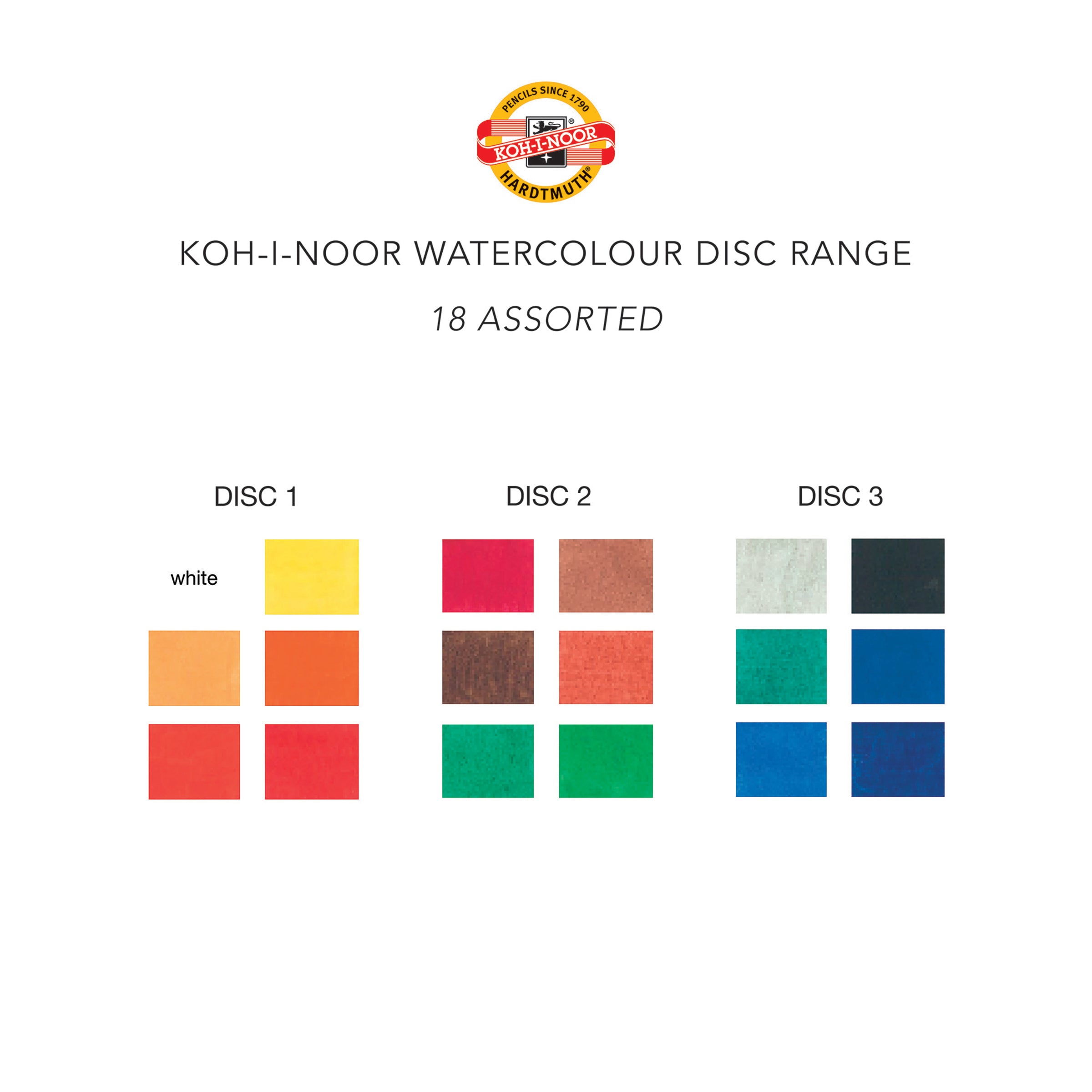 Watercolour Disc - 18 Assorted Koh-I-Noor