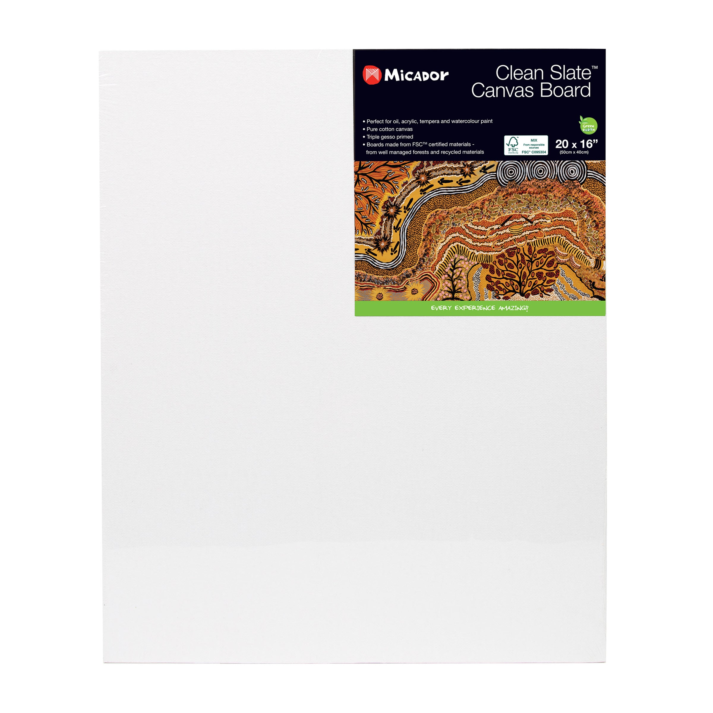 Clean Slate Canvas Board, 20x16in FSC Mix Micador