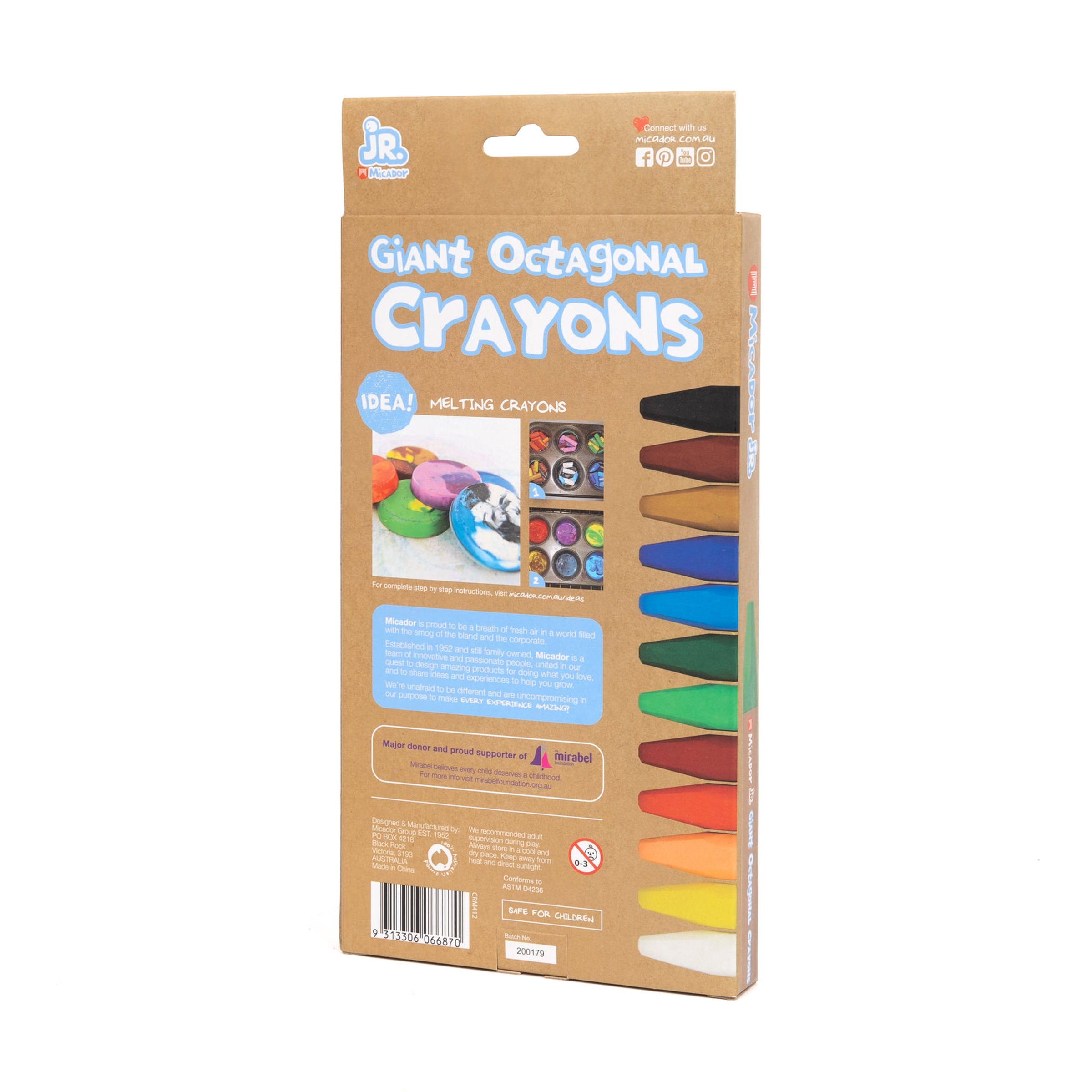 Giant Crayons Octagonal, Pack 12 Micador jR.