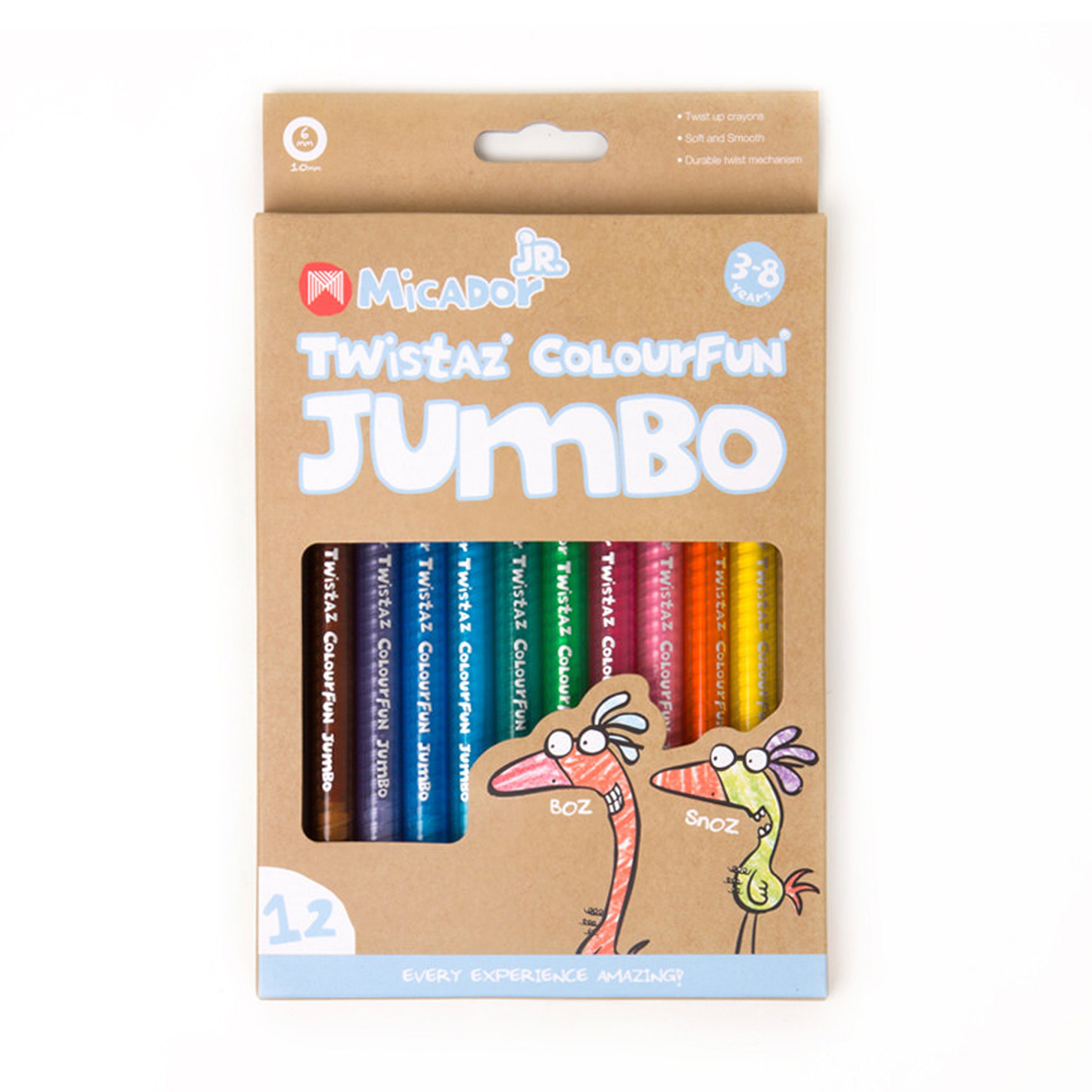 Twistaz Jumbo Crayons, Box 12 Micador jR.