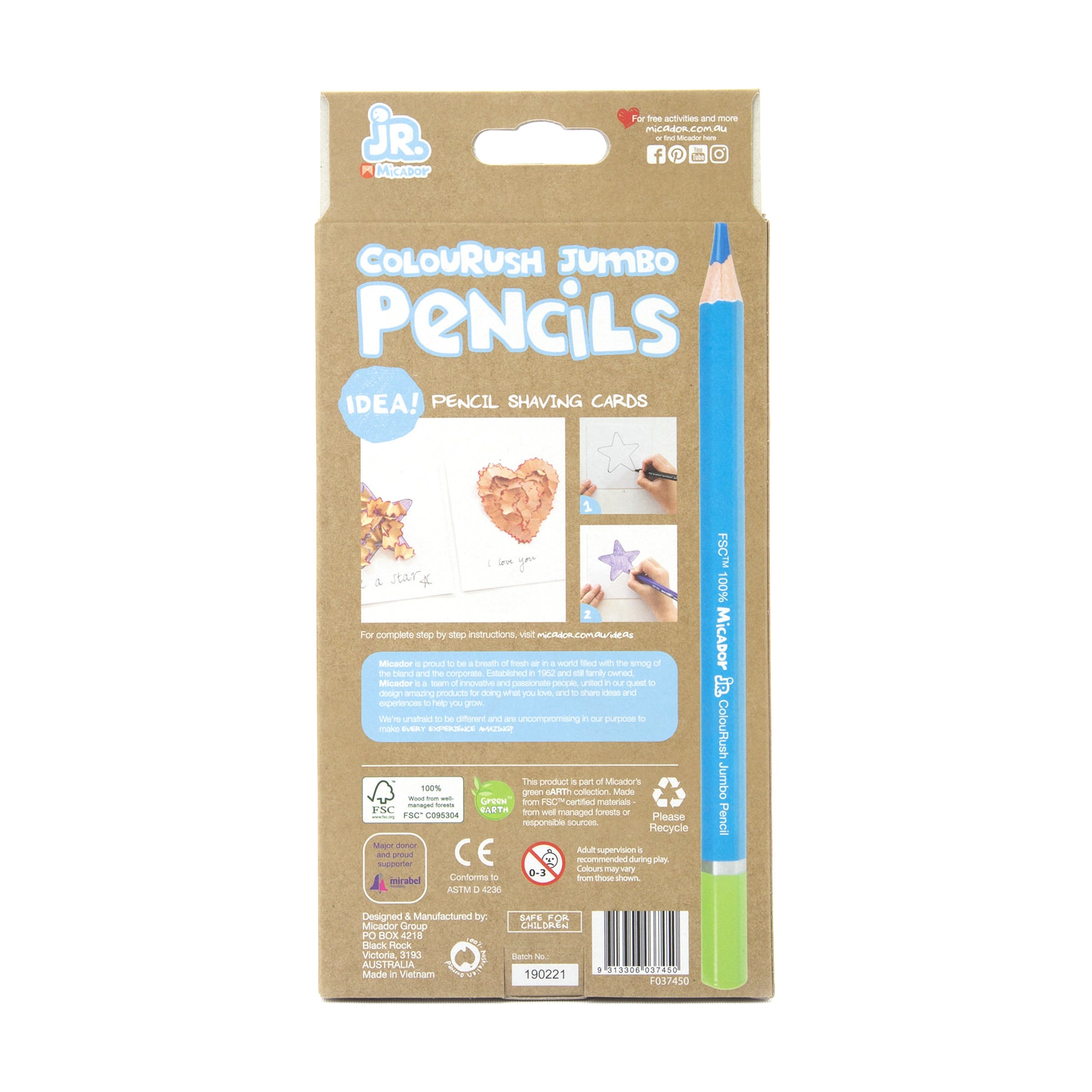 ColouRush Jumbo Pencil FSC 100%, Pack 10 Micador jR.