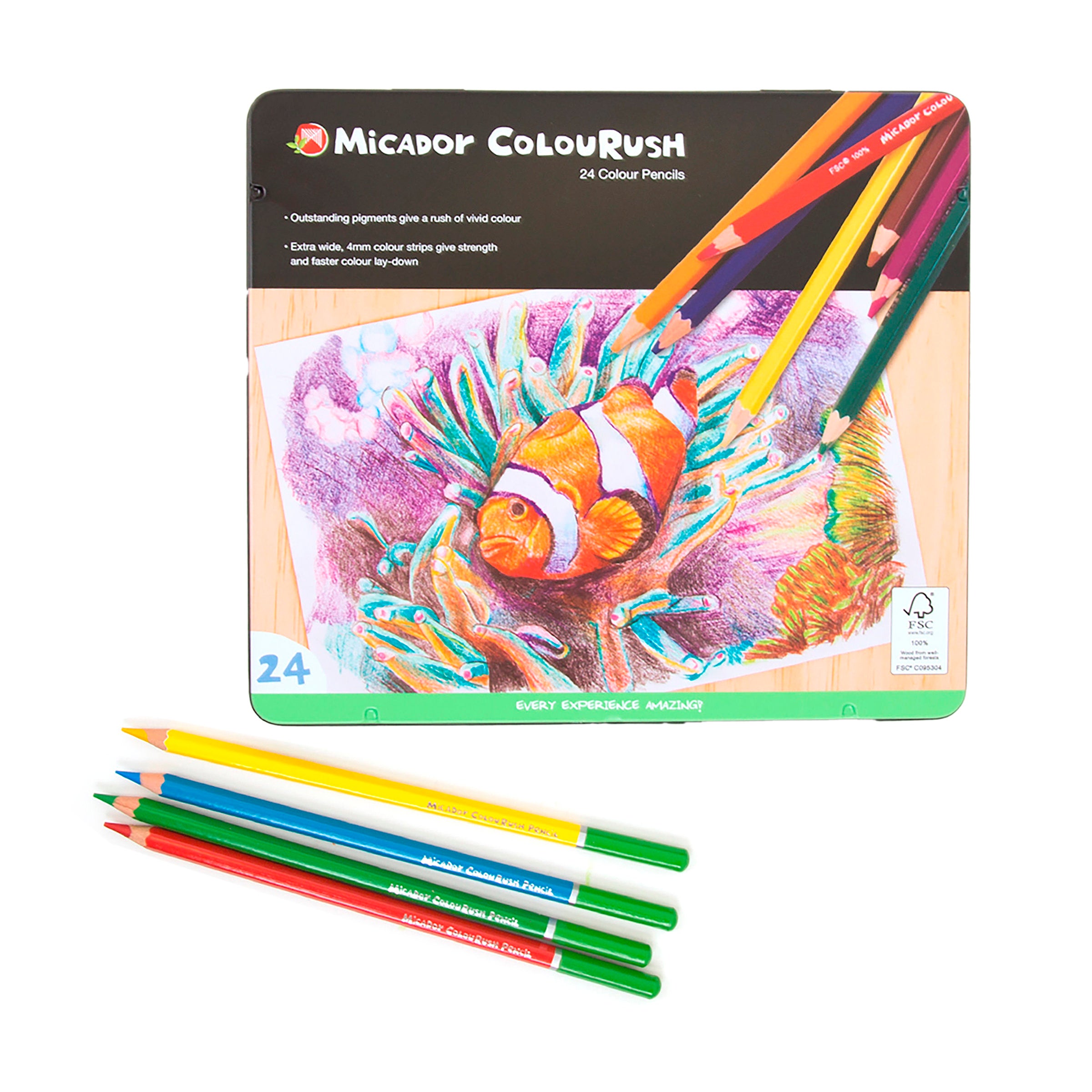 Micador Colourush Pencils Tin 24