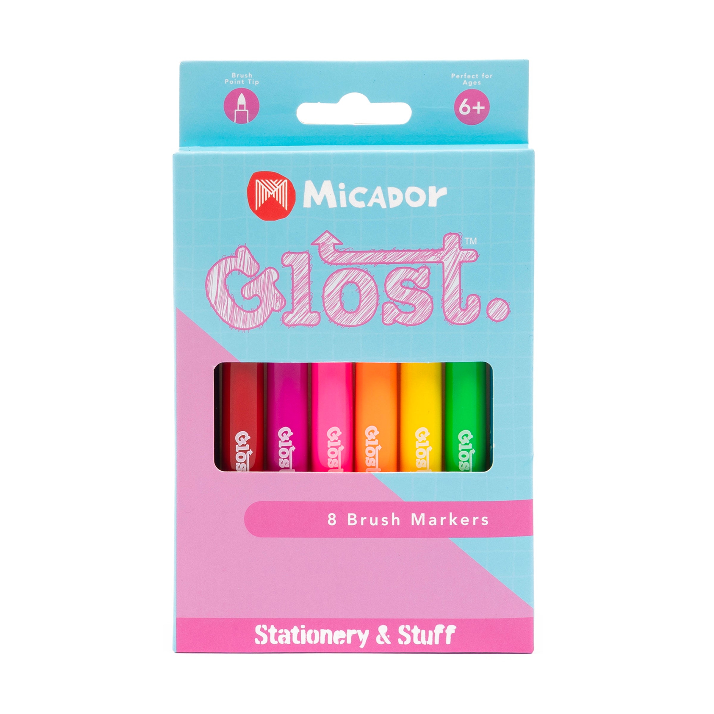 Brush Markers, Pack 8, Glost