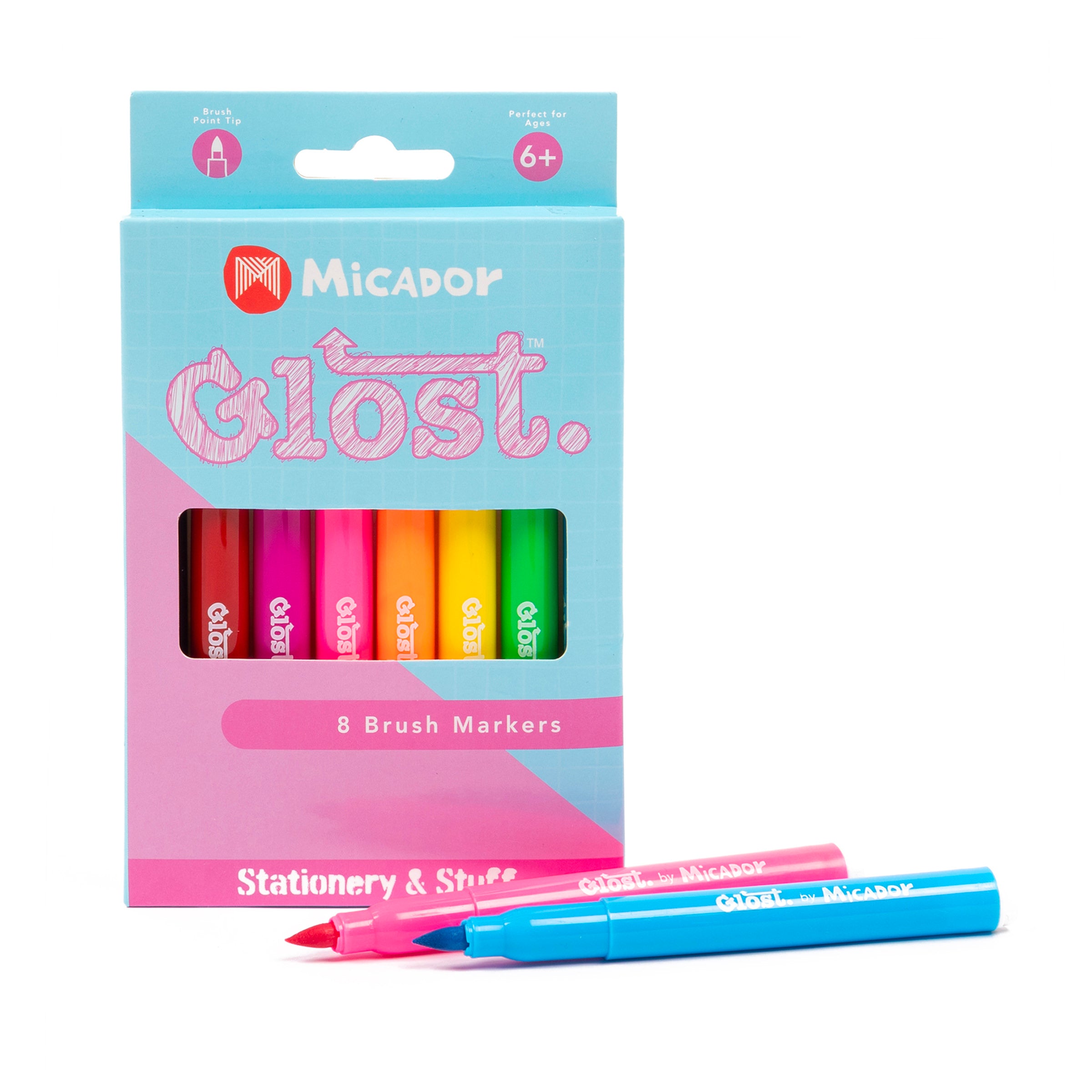 Brush Markers, Pack 8, Glost