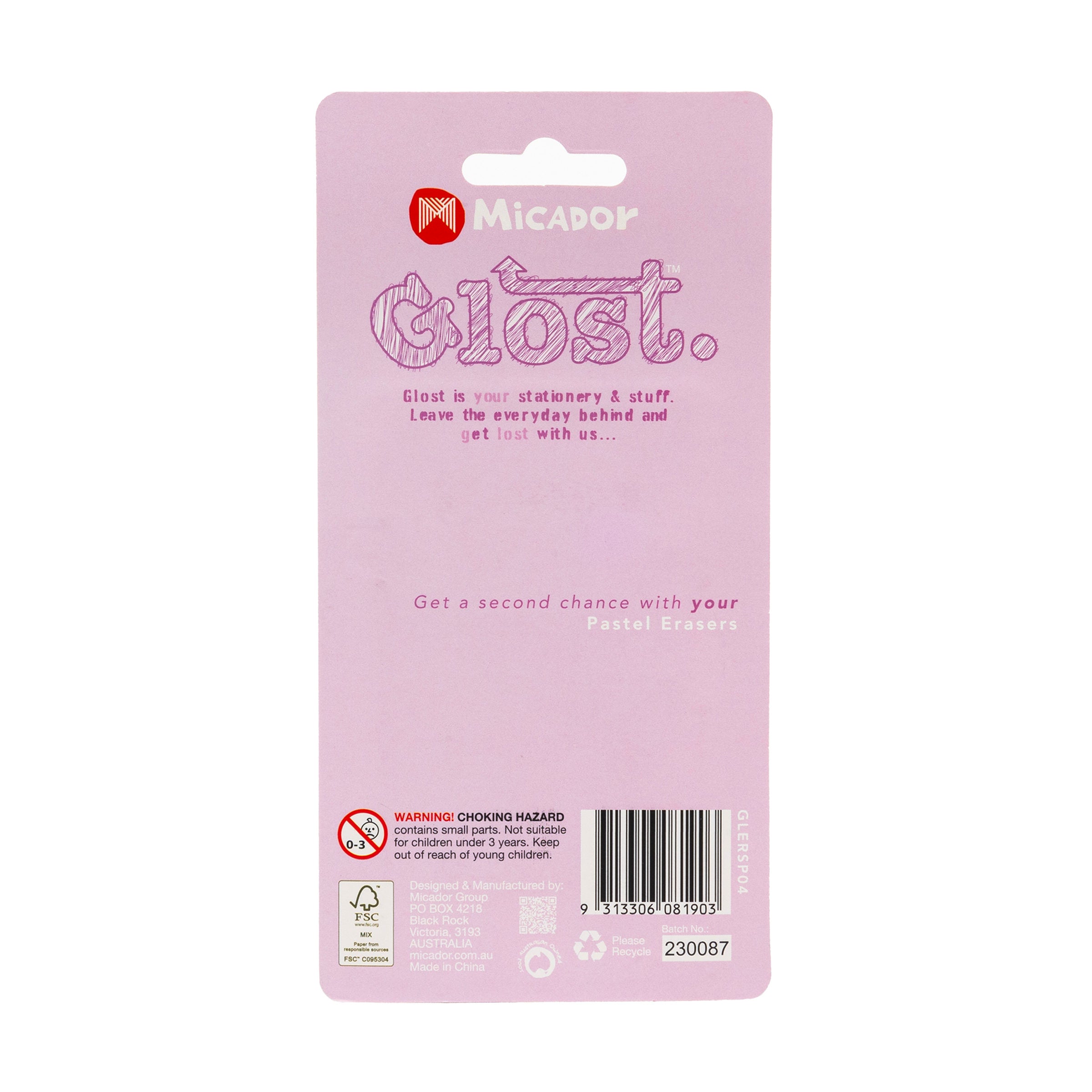 Erasers, Pack 4, Pastel, Glost