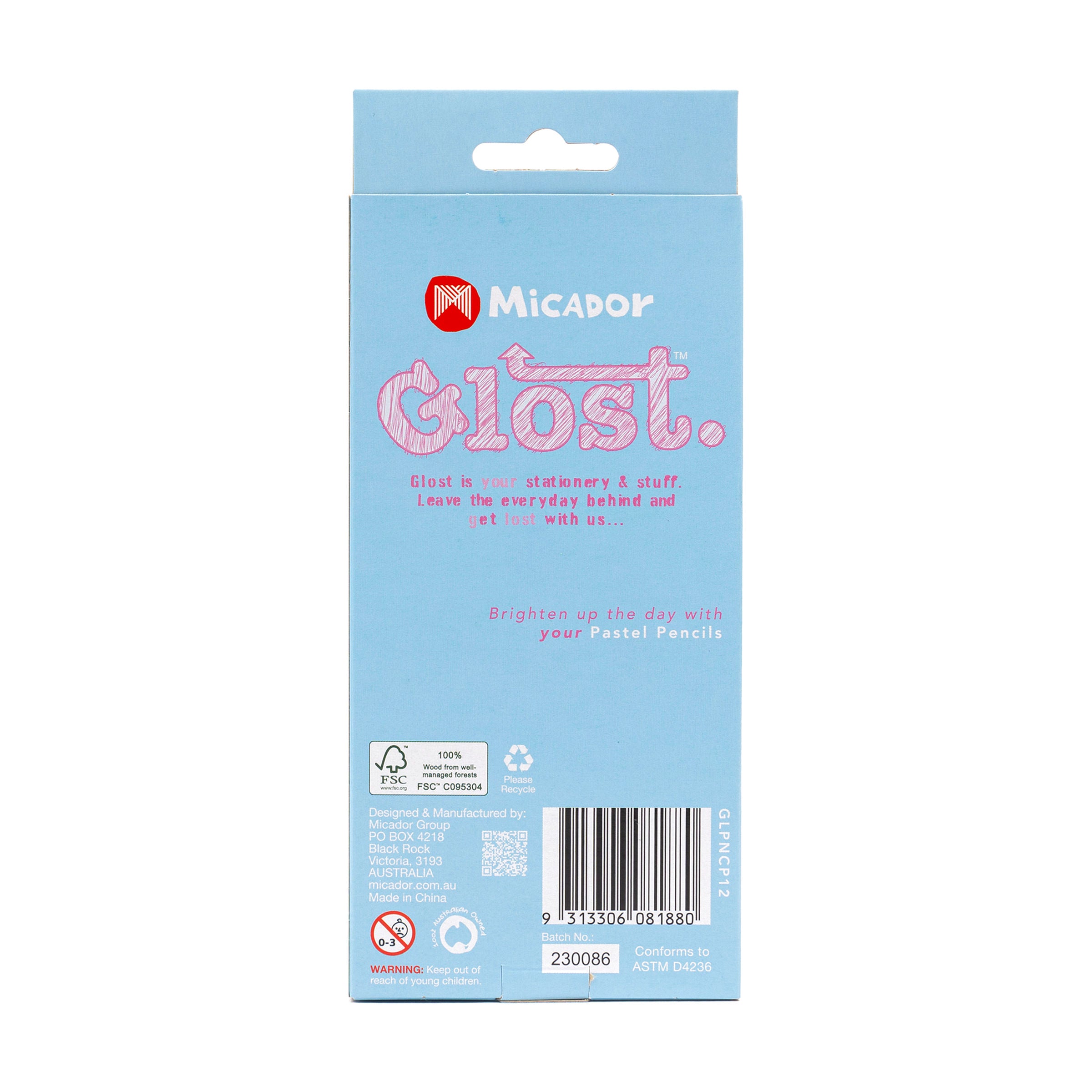 Pencils, Pack 12, Pastel, FSC 100%, Glost