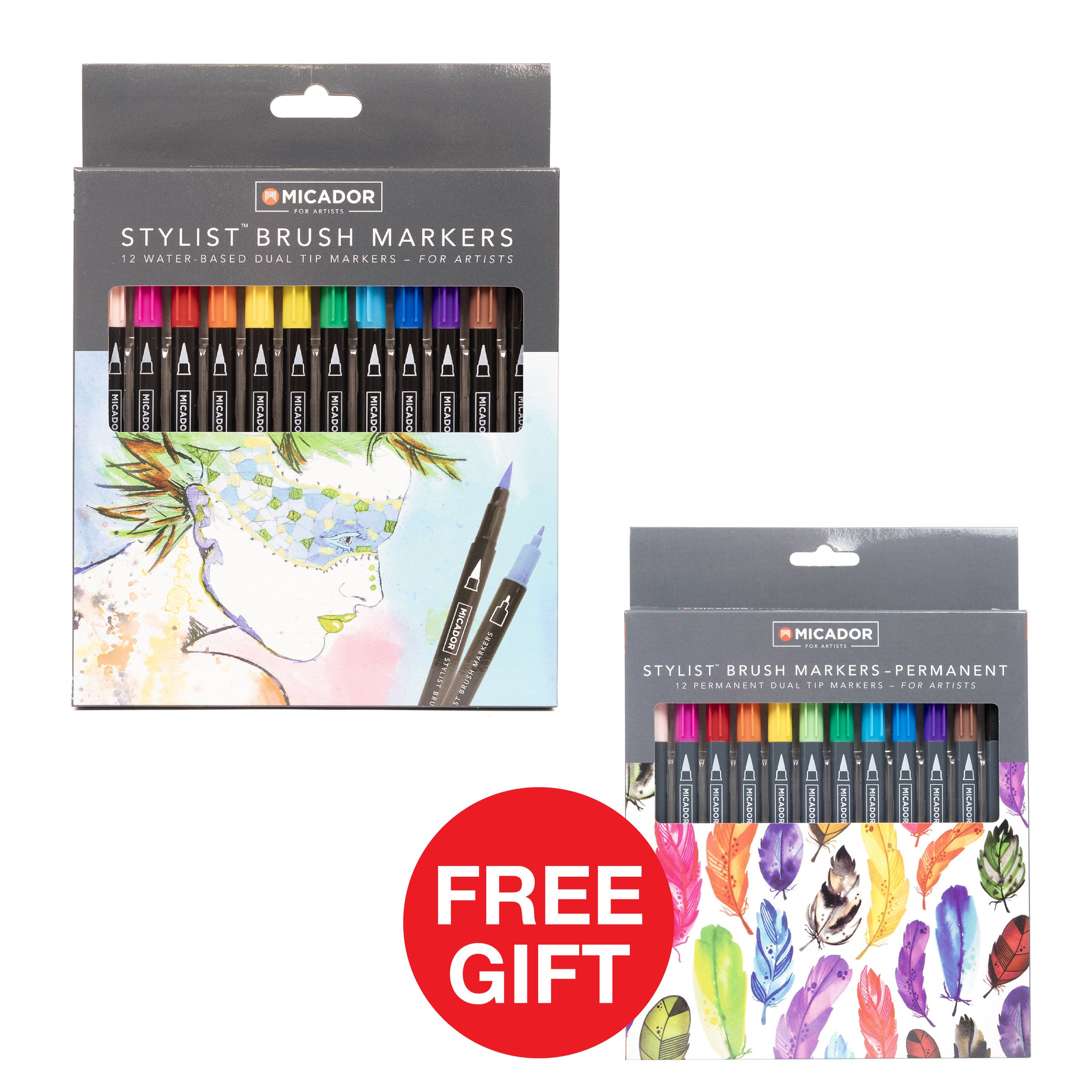 Stylist Brush Markers, Box 12 Micador For Artists