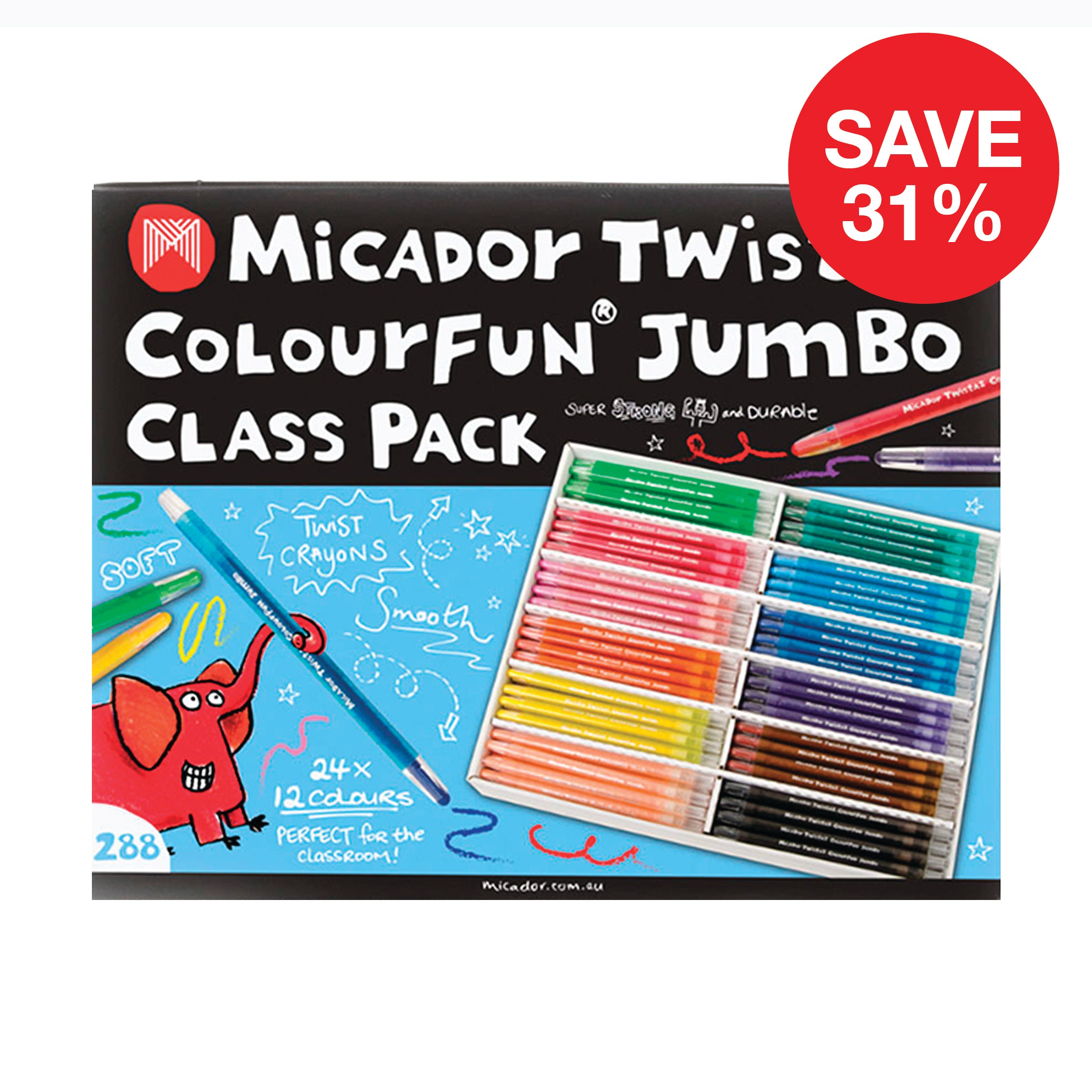 Twistaz Jumbo Crayons, Class Pack 288 Micador