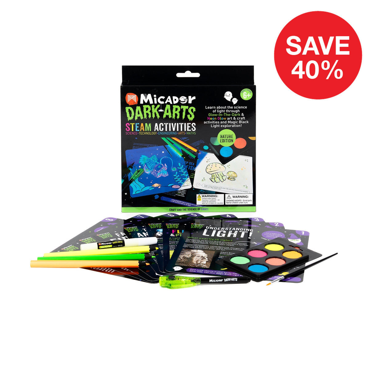 Micador Dark Arts Glow STEAM Activities Nature Edition, save 40%