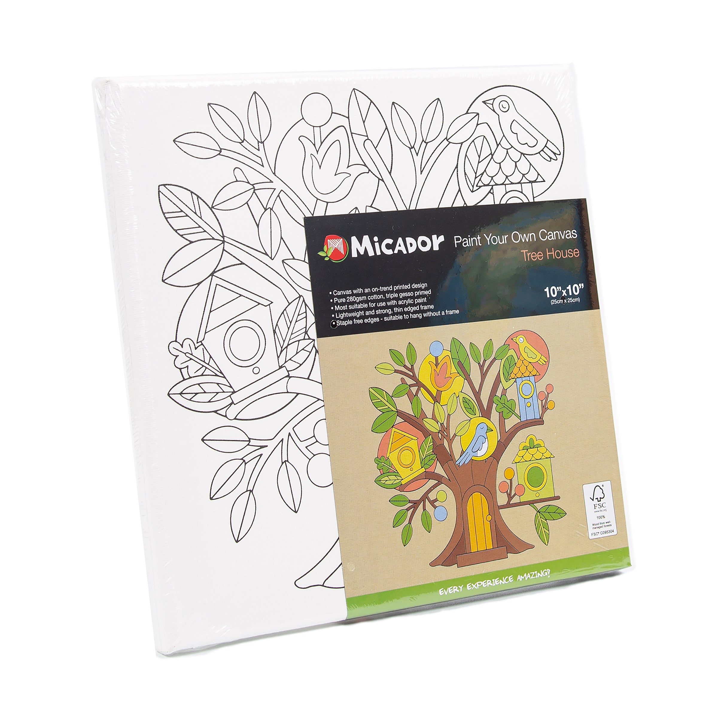Paint Your Own Canvas 10x10" FSC 100% - Tree House P1 Micador