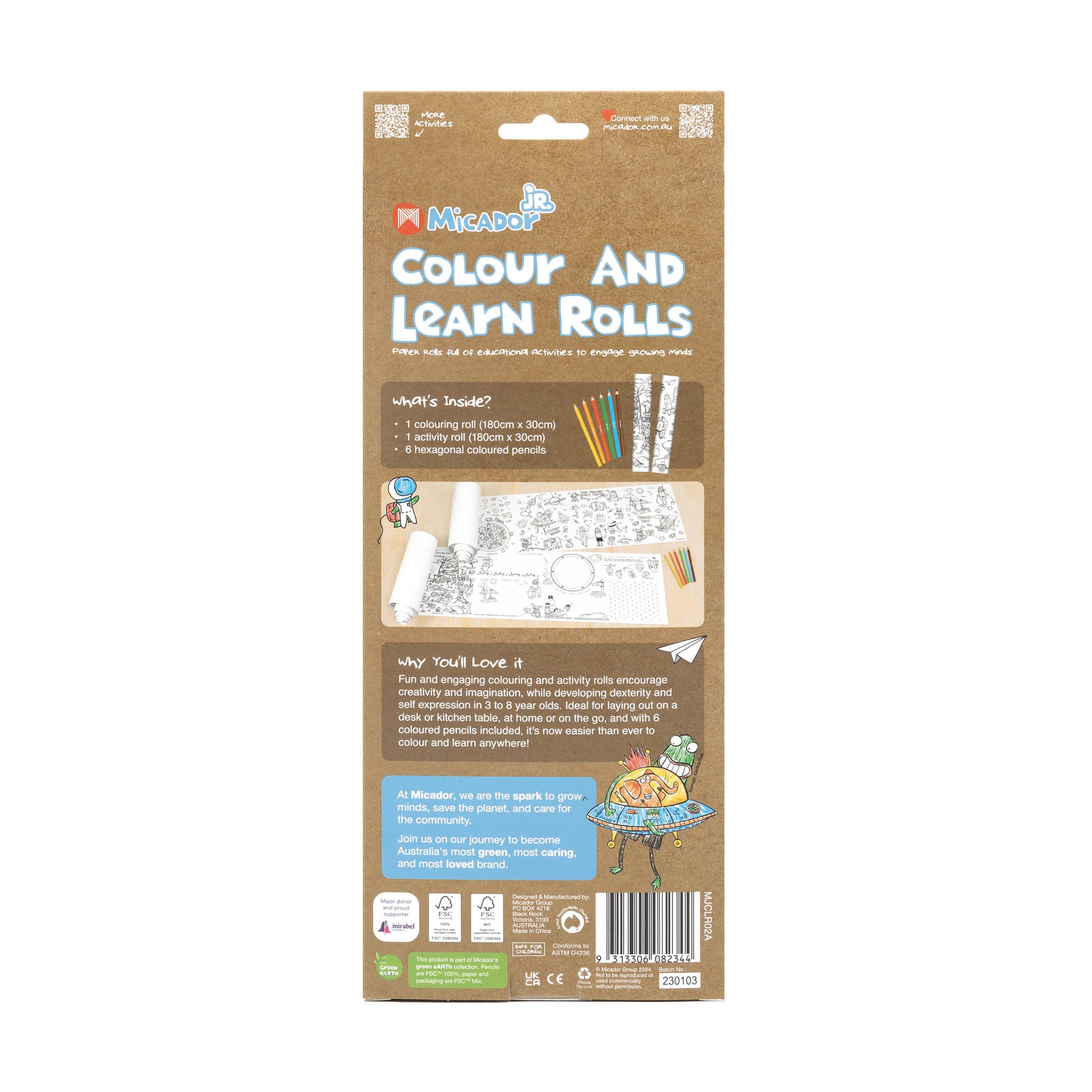 Colour and Learn Rolls, Pack 2, FSC, Micador jR.