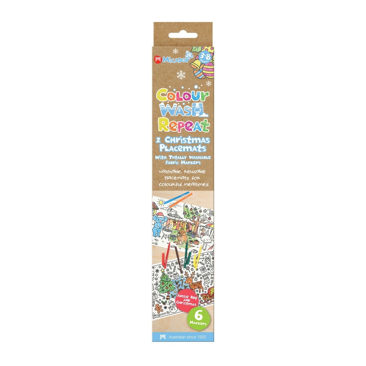 Colour Wash Repeat Christmas Placemats, 450x300mm, Pack 2, Micador jR.