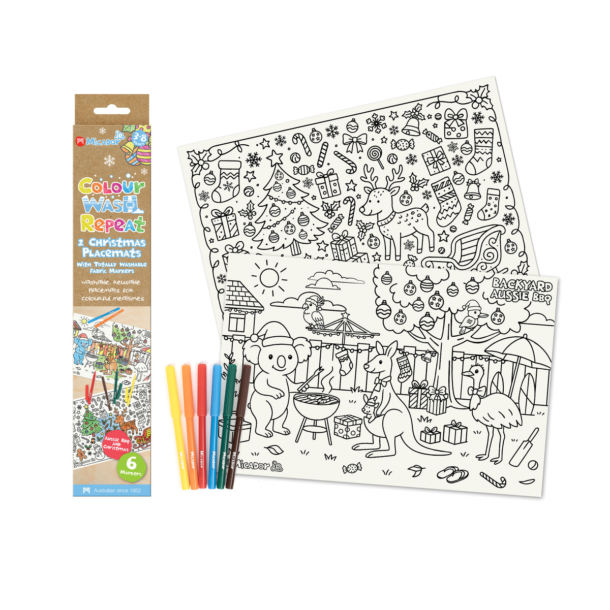 Colour Wash Repeat Christmas Placemats, 450x300mm, Pack 2, Micador jR.
