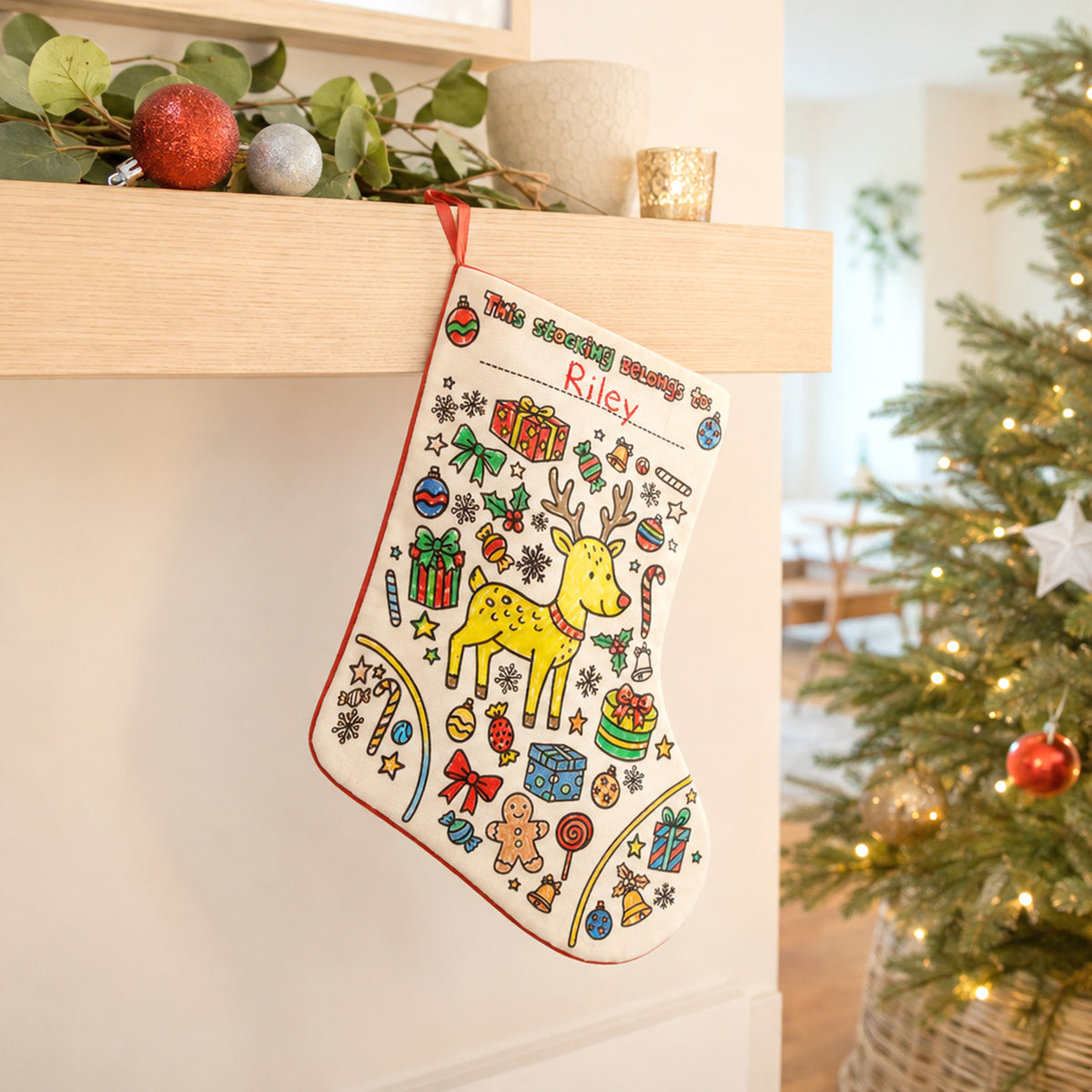 Colour Wash Repeat Christmas Stocking, 370 x 370mm, Micador jR.