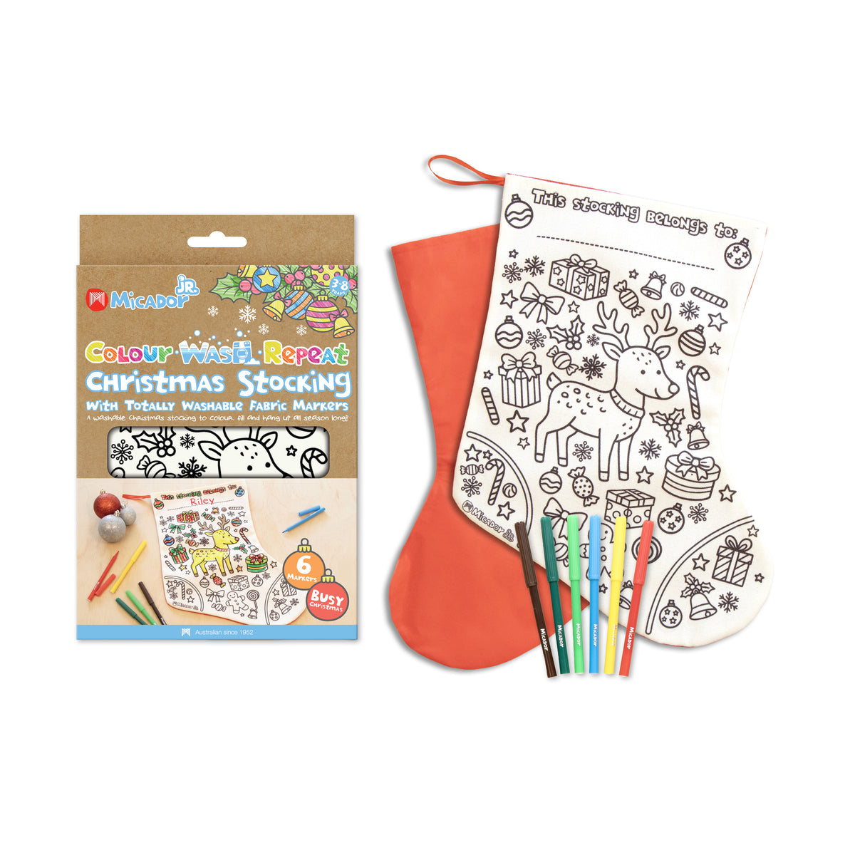 Colour Wash Repeat Christmas Stocking, 370 x 370mm, Micador jR.
