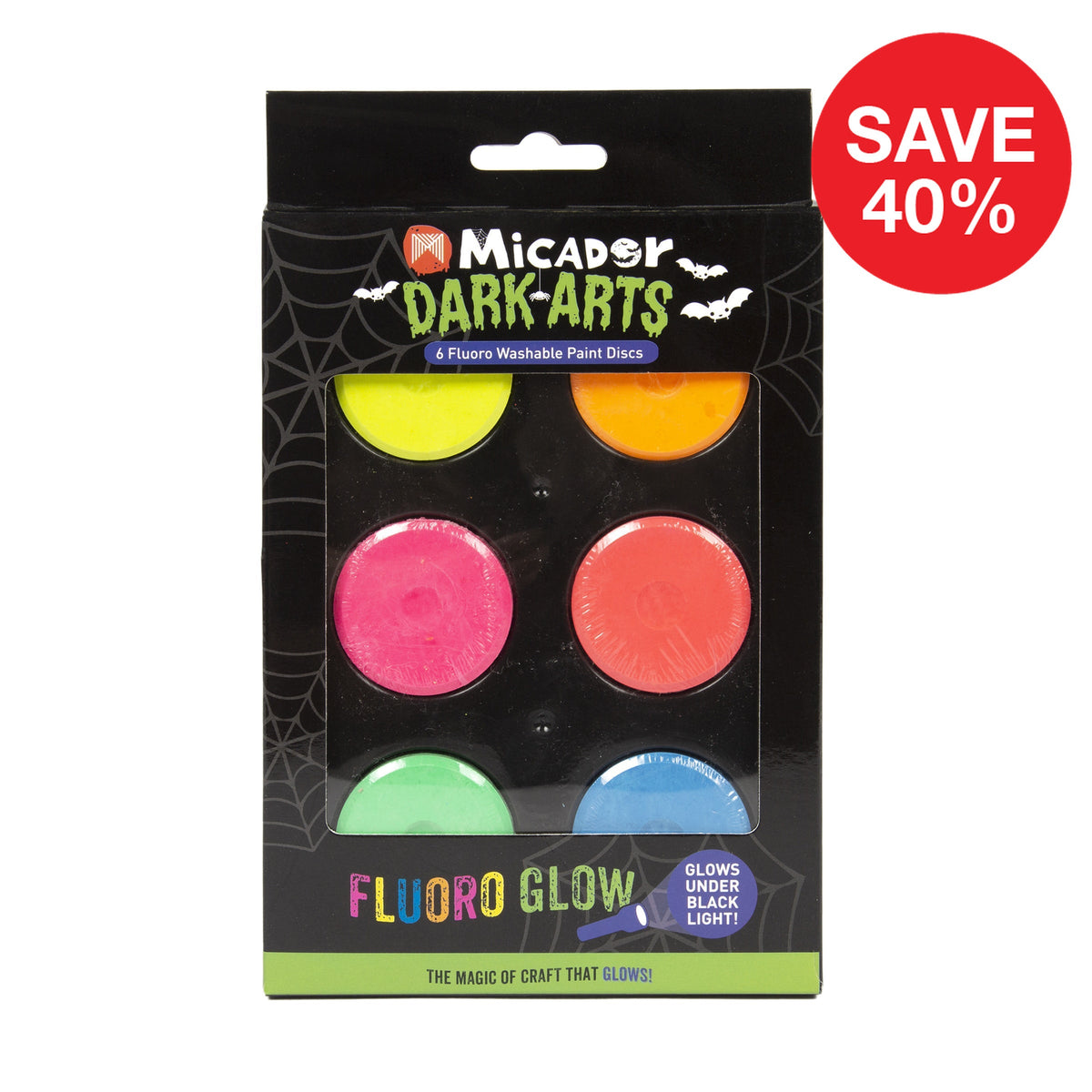 Micador Dark Arts Neon Washable Paint, 6 Discs, save 40%