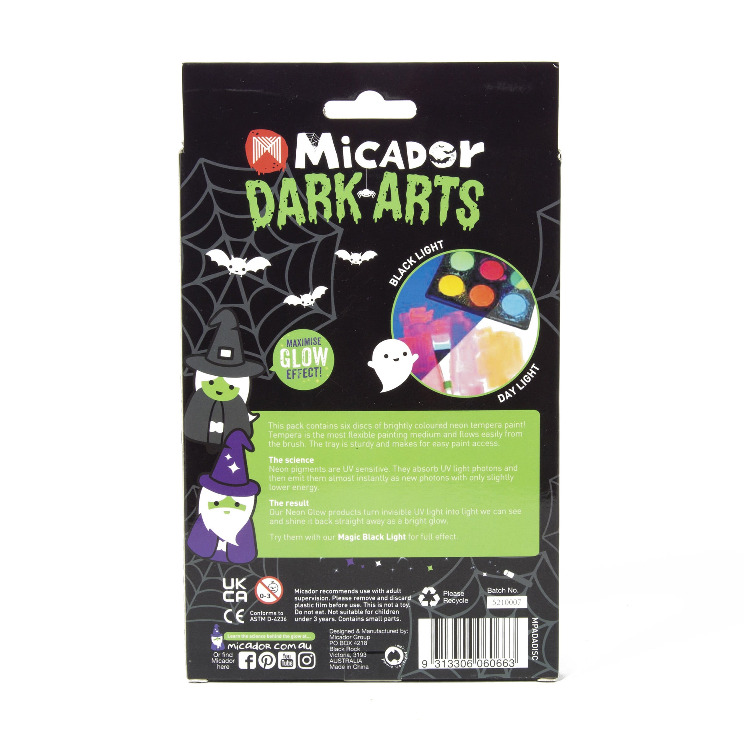 Neon Washable Paint, 6 Discs Dark Arts
