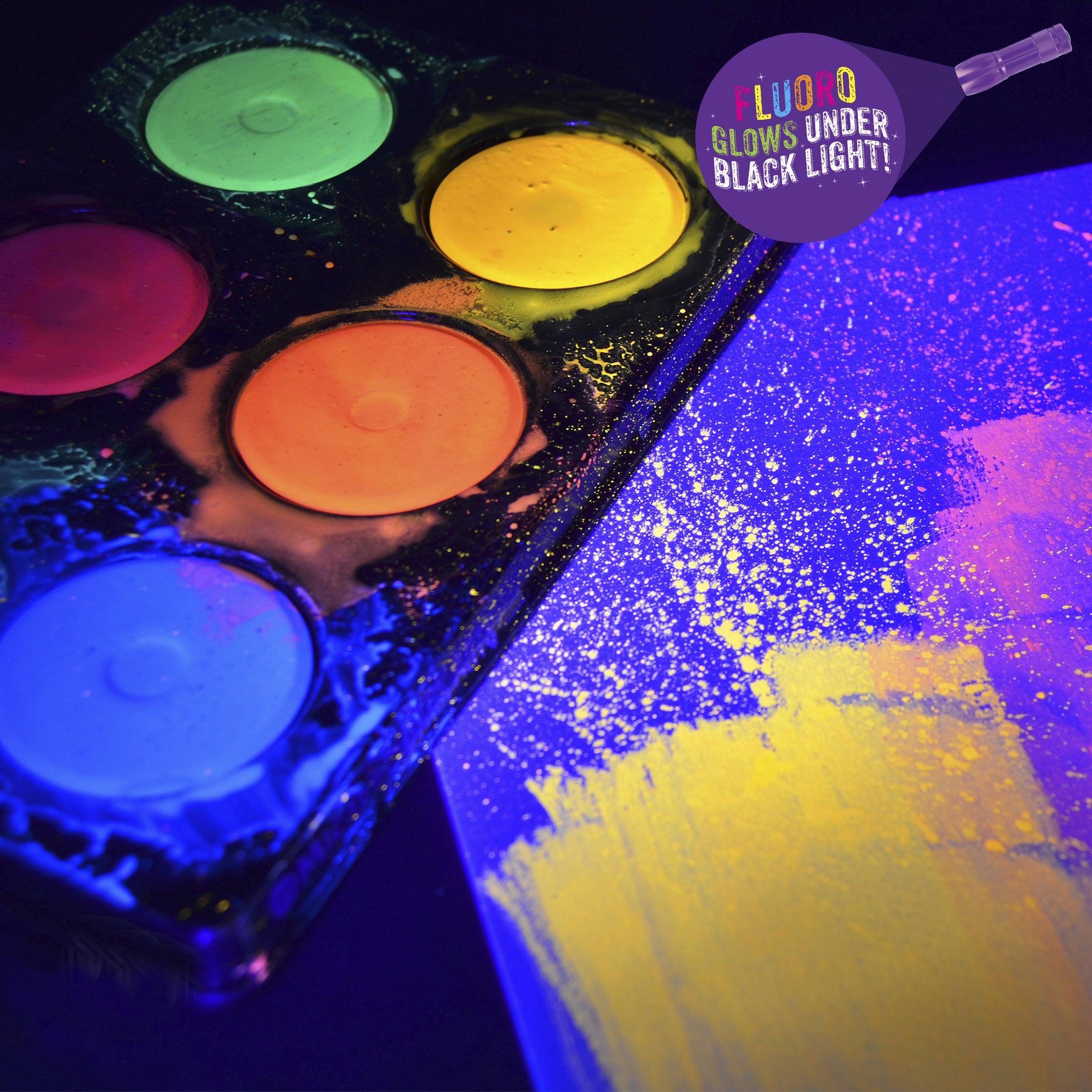 Neon Washable Paint, 6 Discs Dark Arts