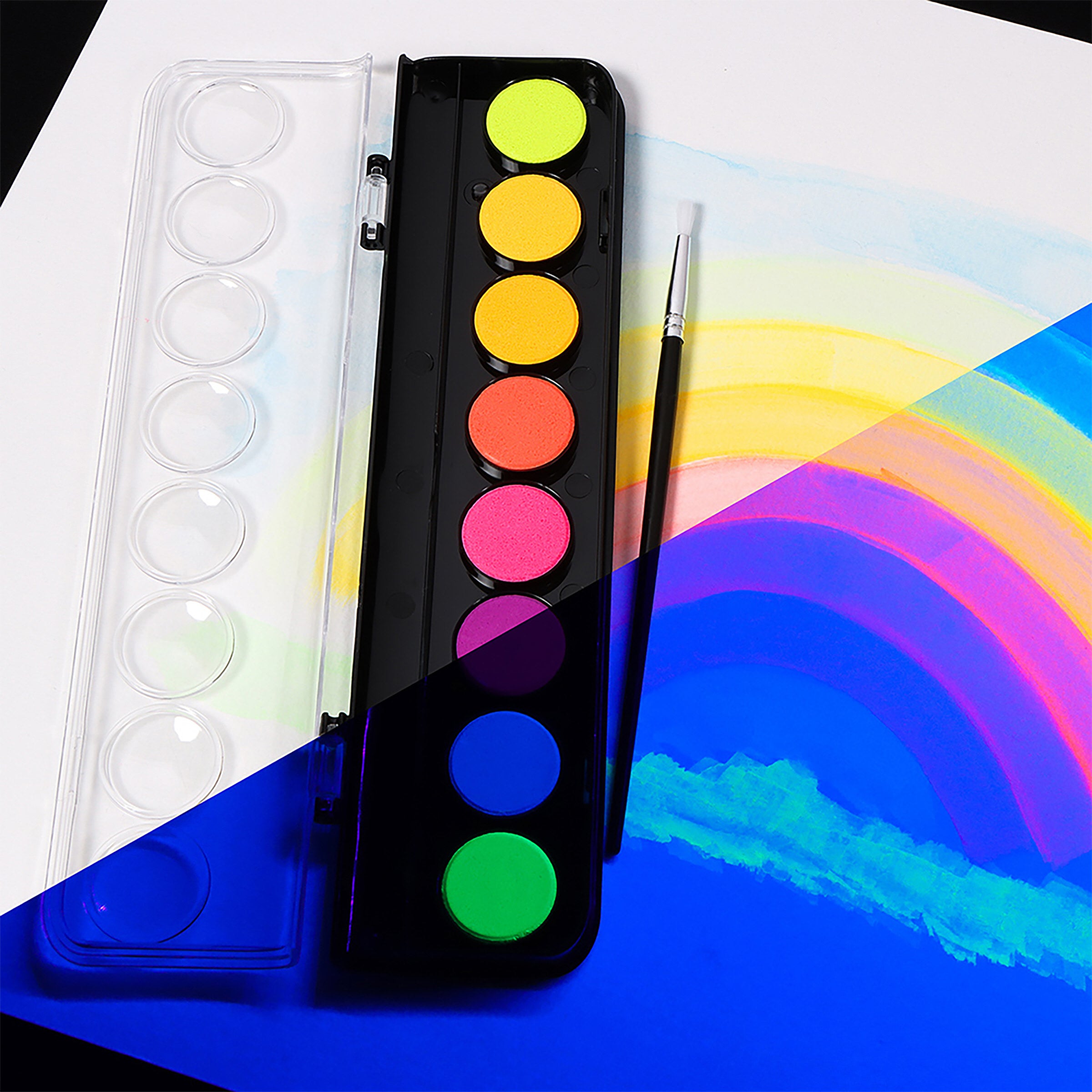 Neon Watercolour Paint Discs 8 Dark Arts