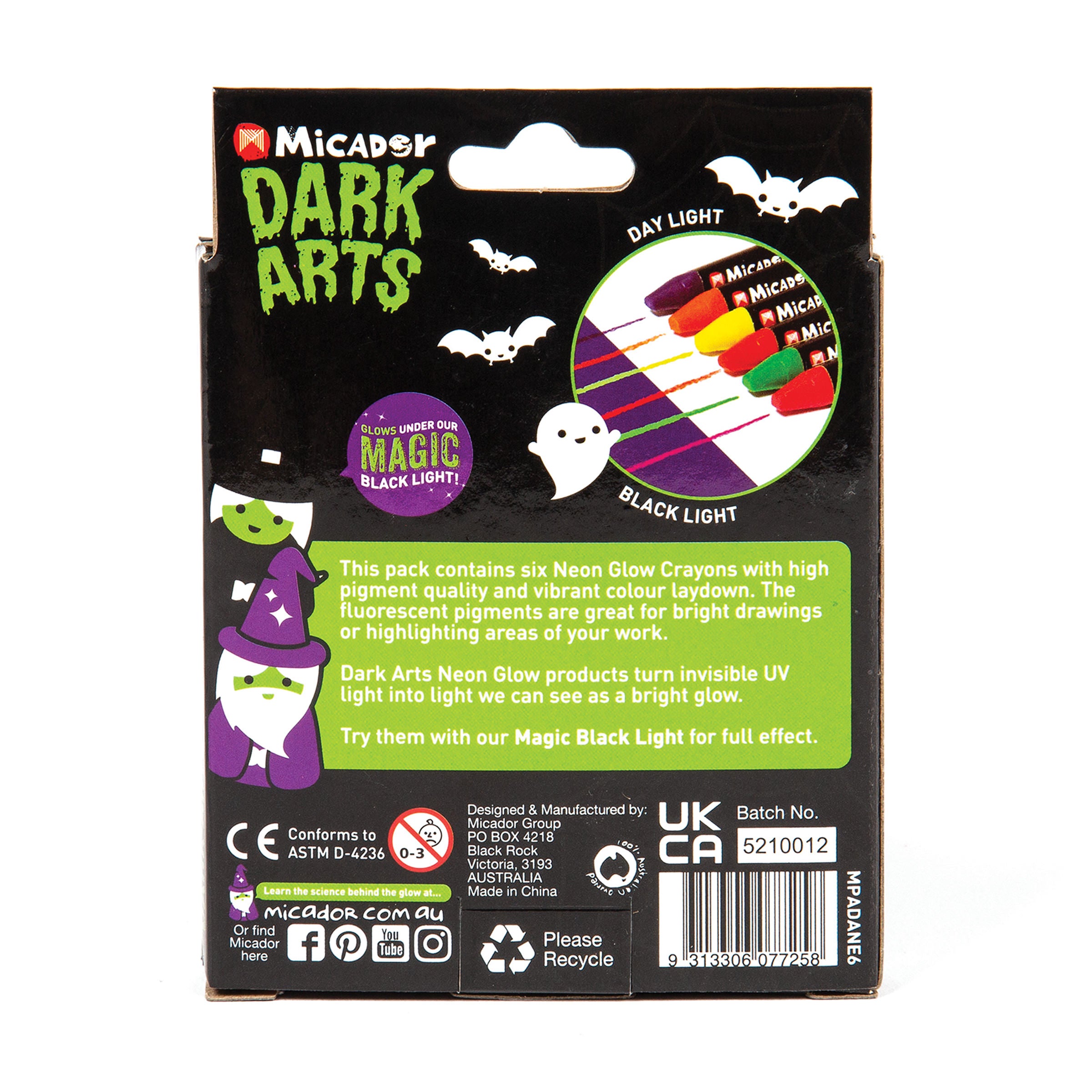 Dark Arts Neon Crayons 6Pk