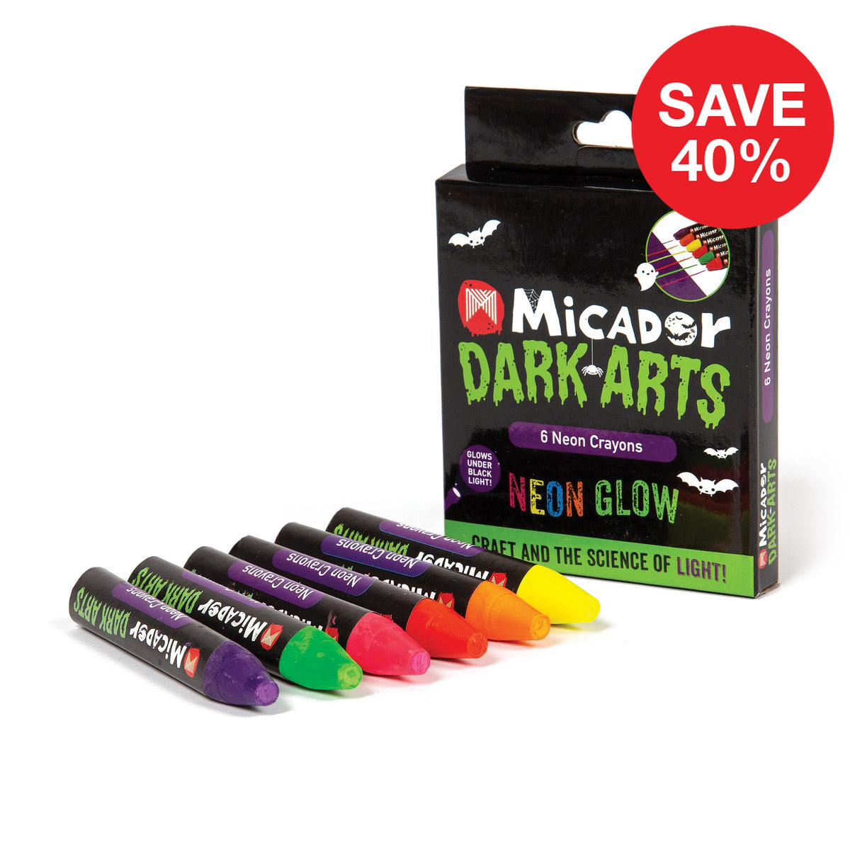 Micador Dark Arts Neon Crayons, Pack 6, save 40%