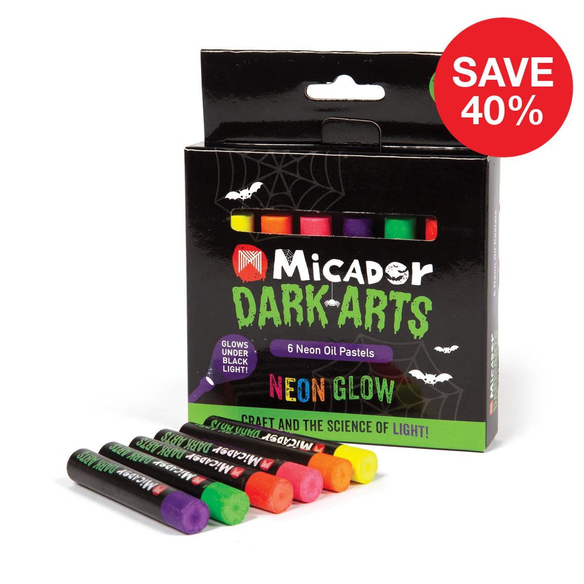 Micador Dark Arts Neon Oil Pastels, Pack 6, save 40%