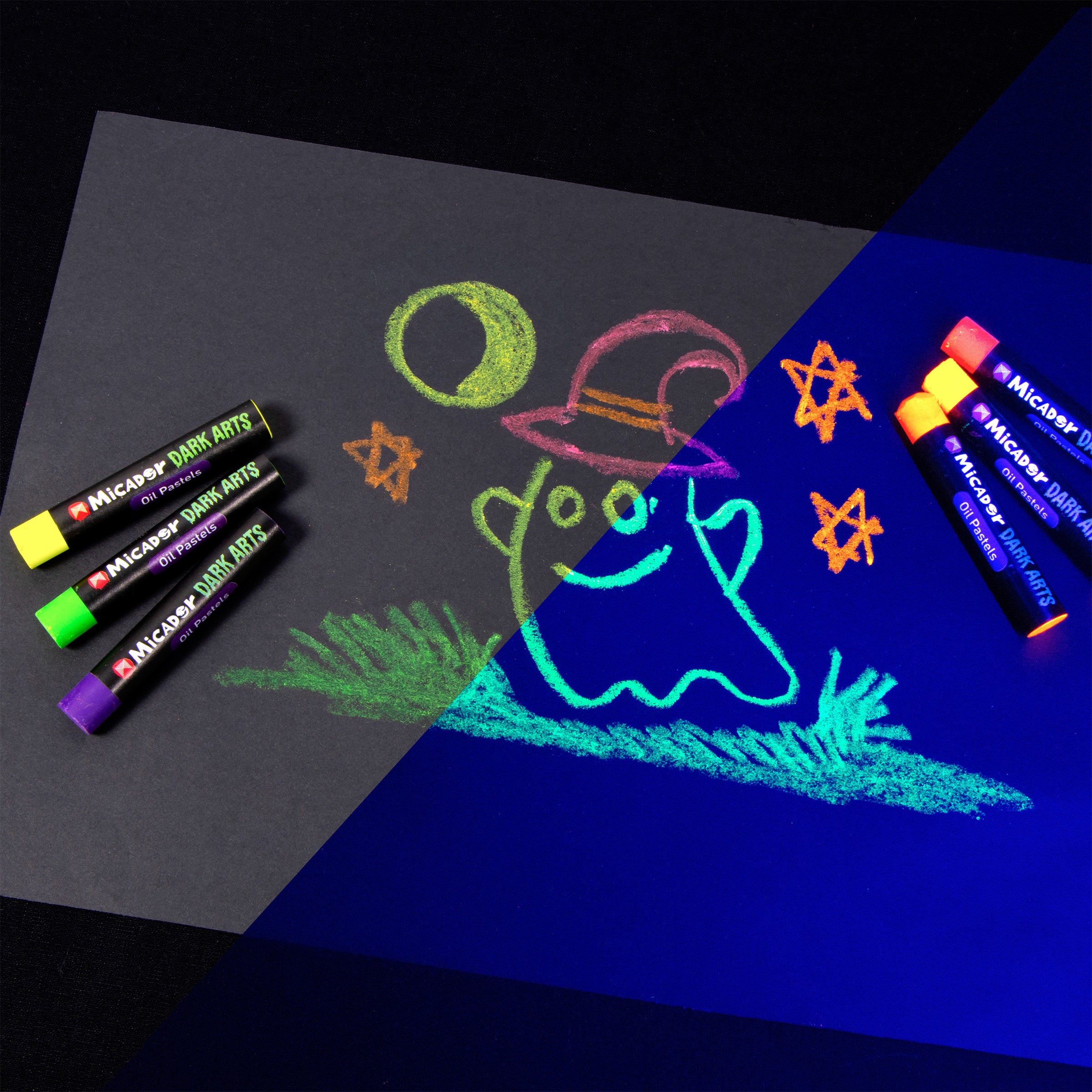 Dark Arts Neon Super Jumbo Crayons 6Pk