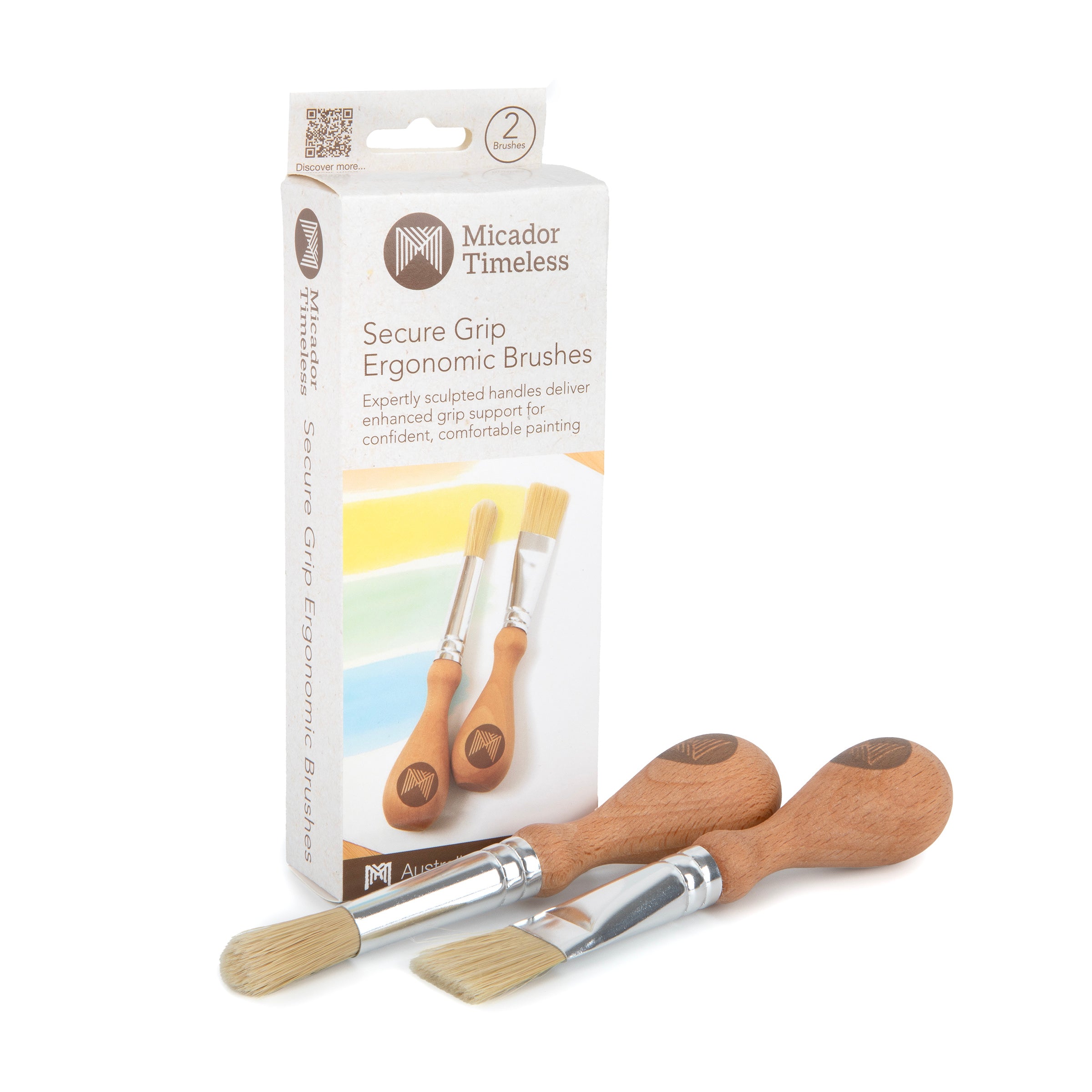 Secure Grip Ergonomic Brushes, Pack of 2, FSC 100%, Micador Timeless