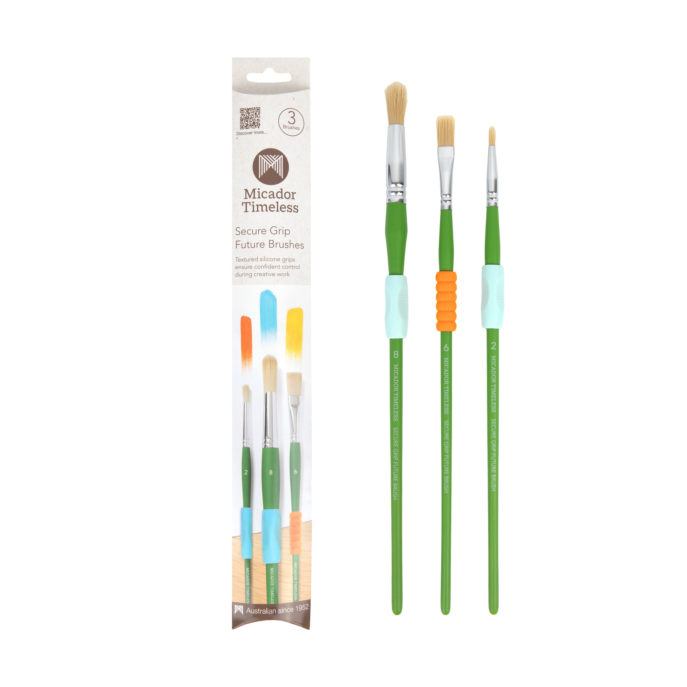 Secure Grip Future Brushes, Pack of 3, FSC 100%, Micador Timeless