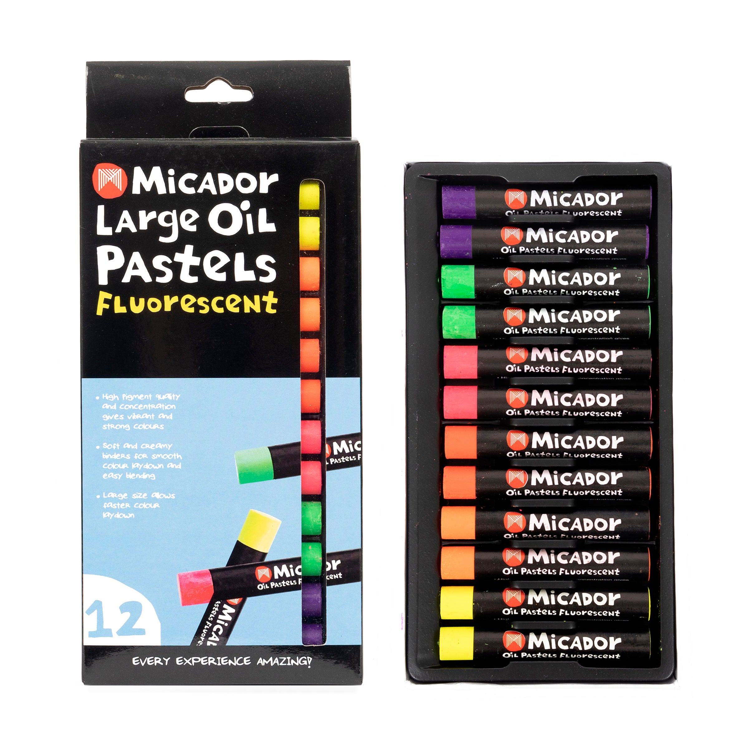 Micador Large Oil Pastels Fluoro 12Pk