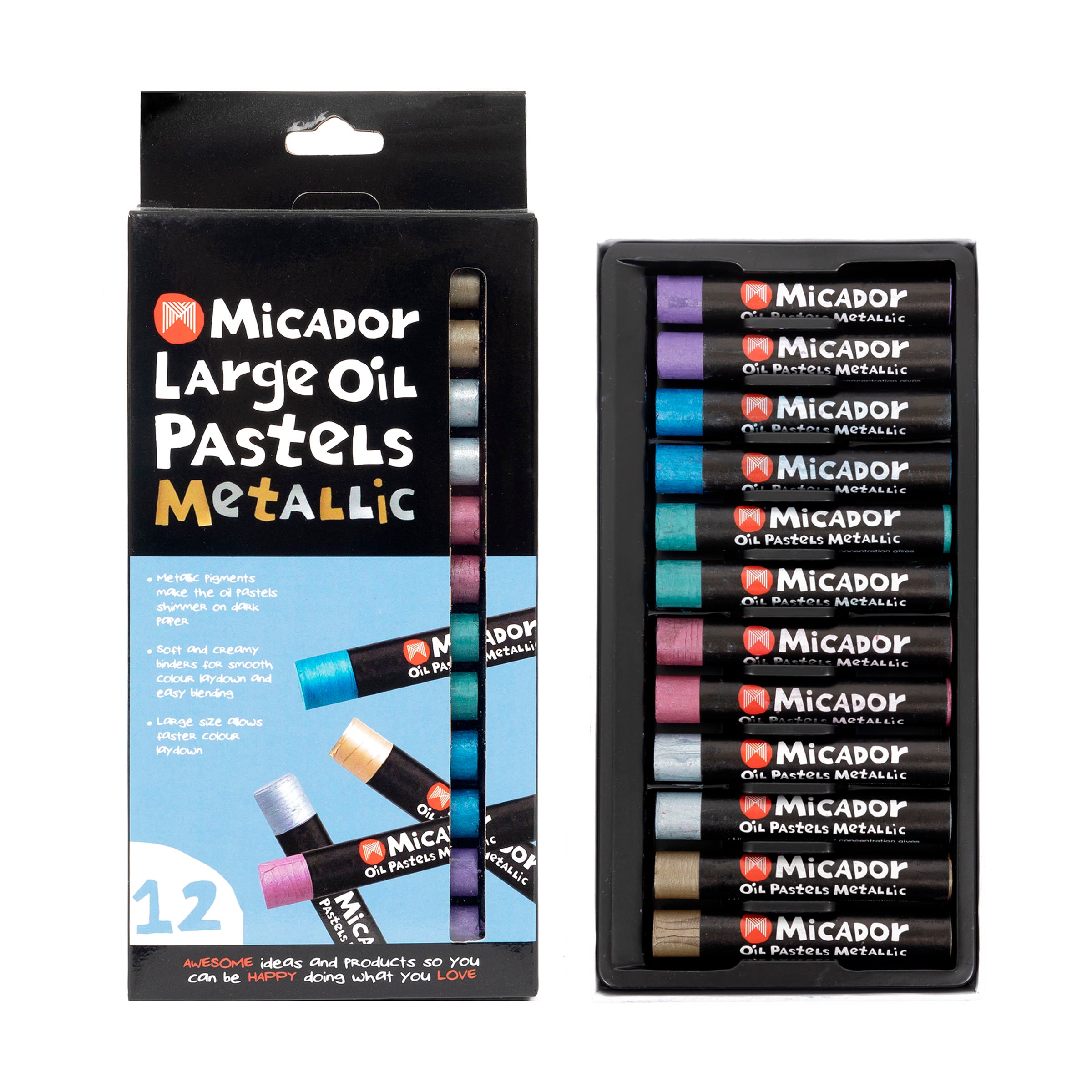Micador Large Oil Pastels Metallic 12Pk
