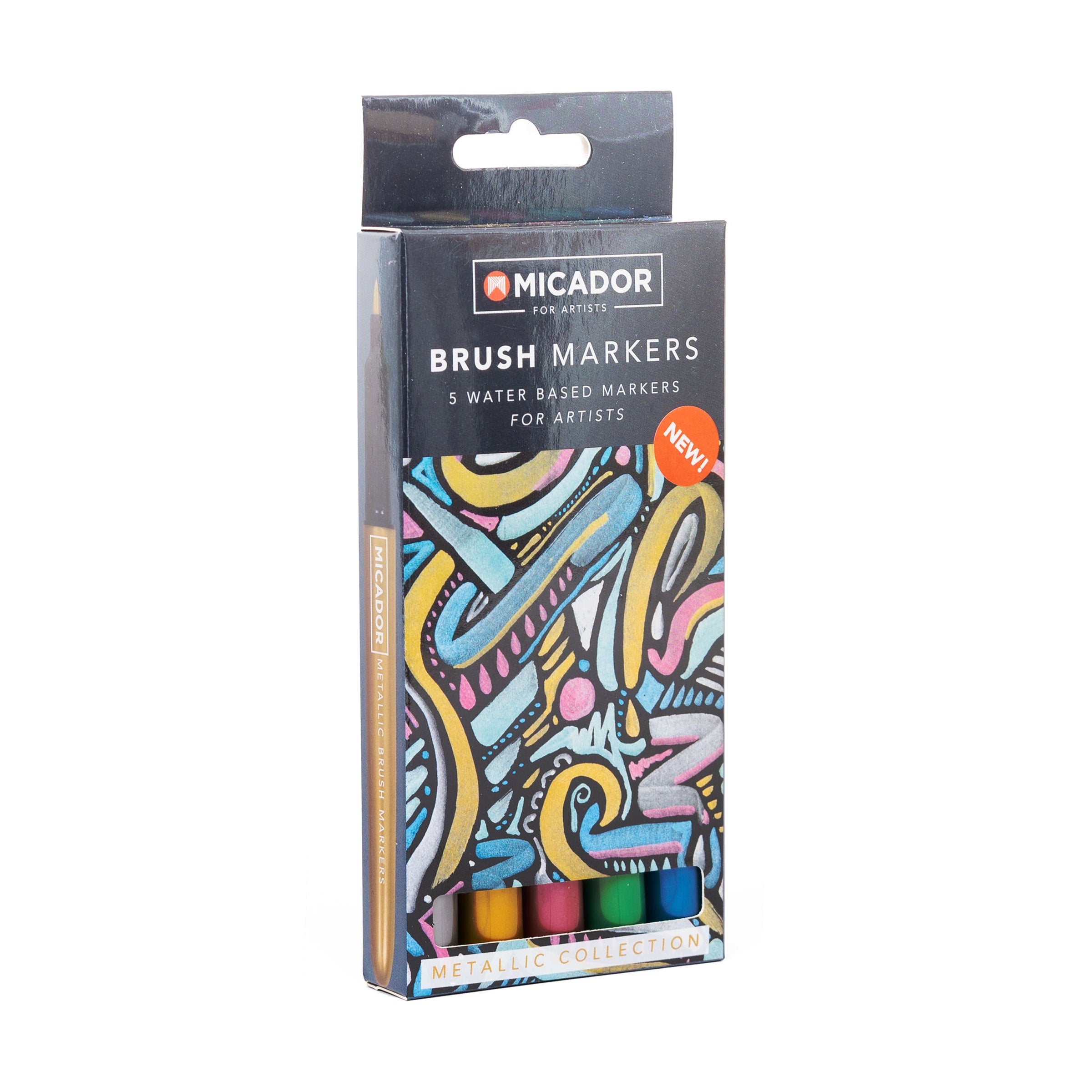 Brush Markers - Metallic, Pack 5 Micador For Artists