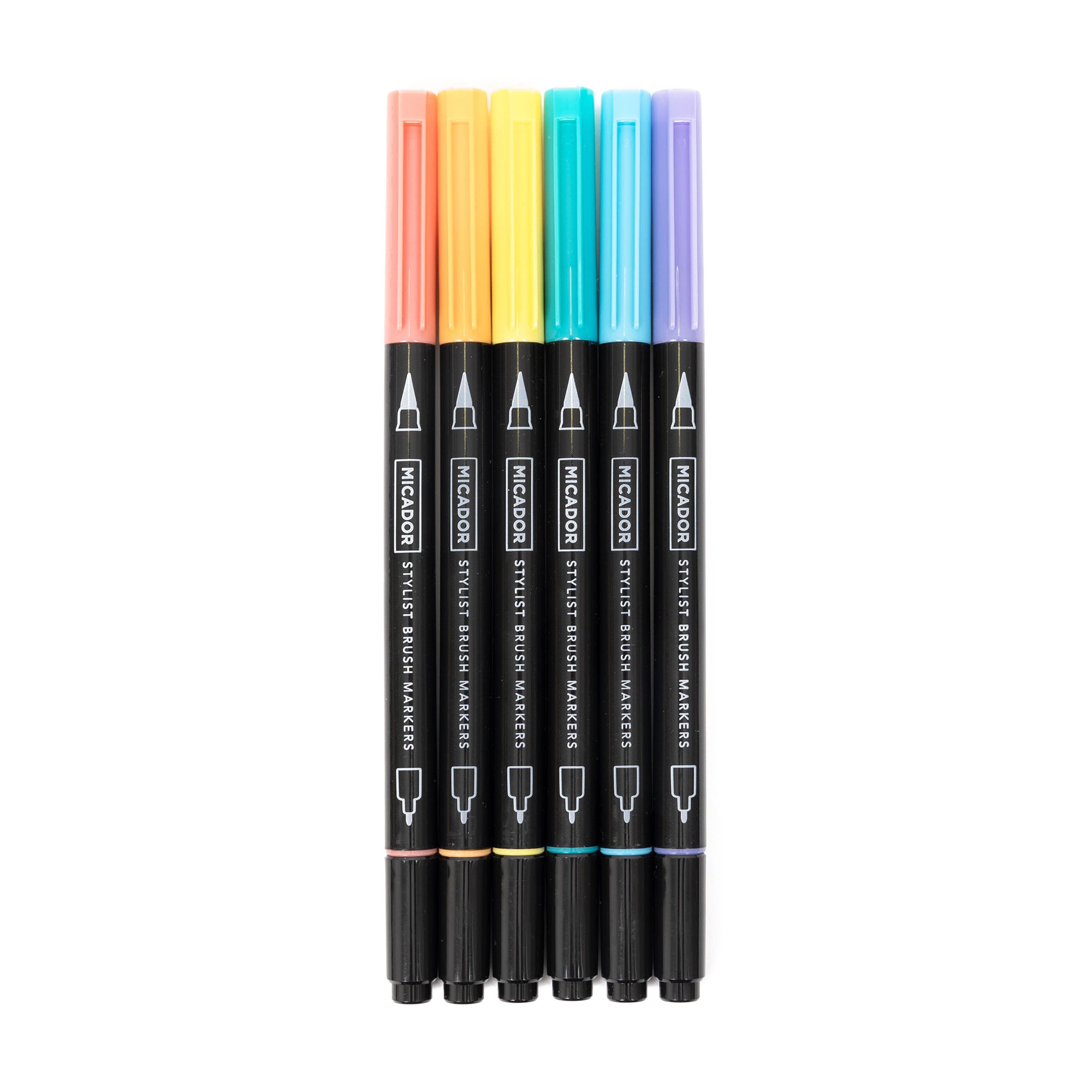Stylist Brush Markers - Pastel Pack 6 Micador For Artists