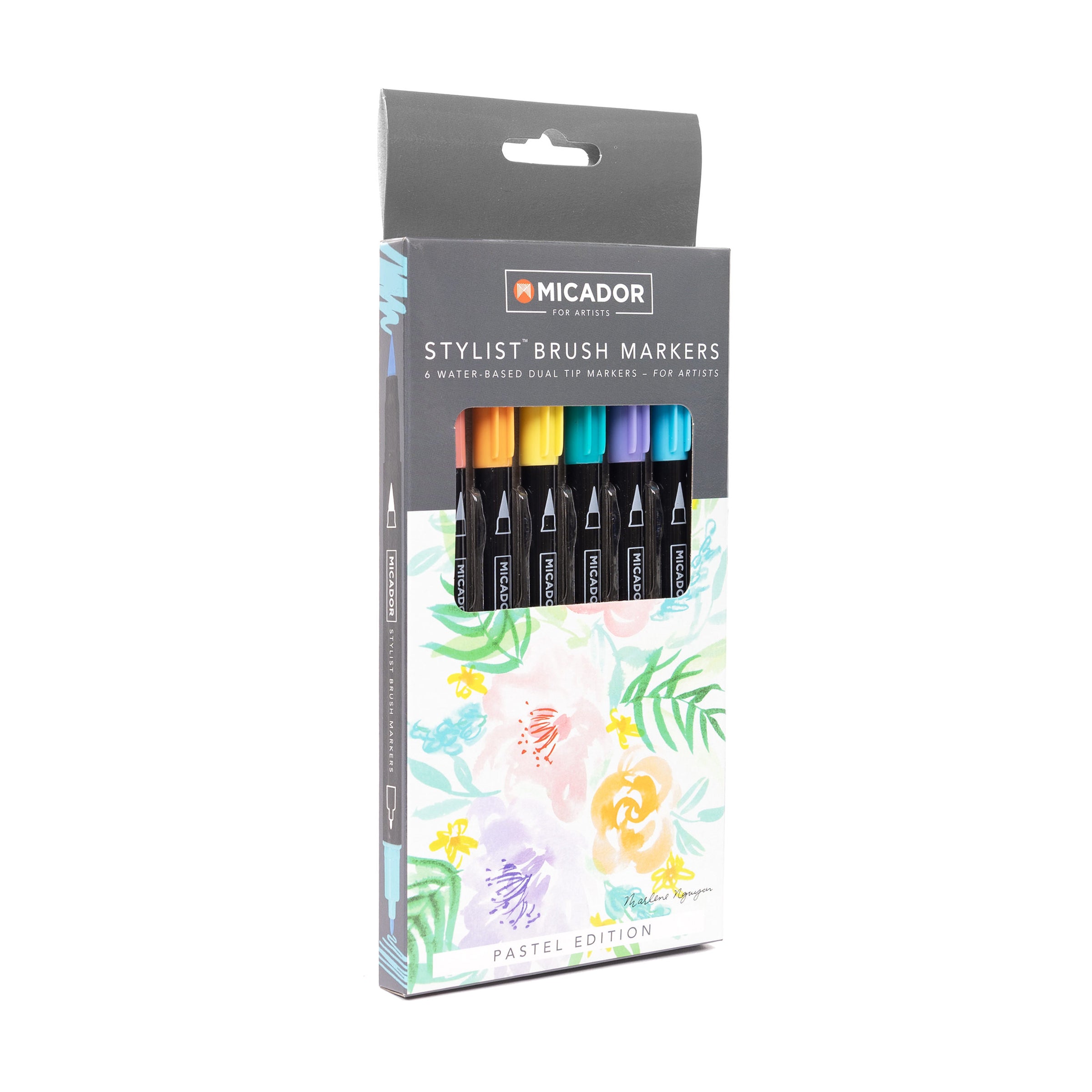 Stylist Brush Markers - Pastel Pack 6 Micador For Artists