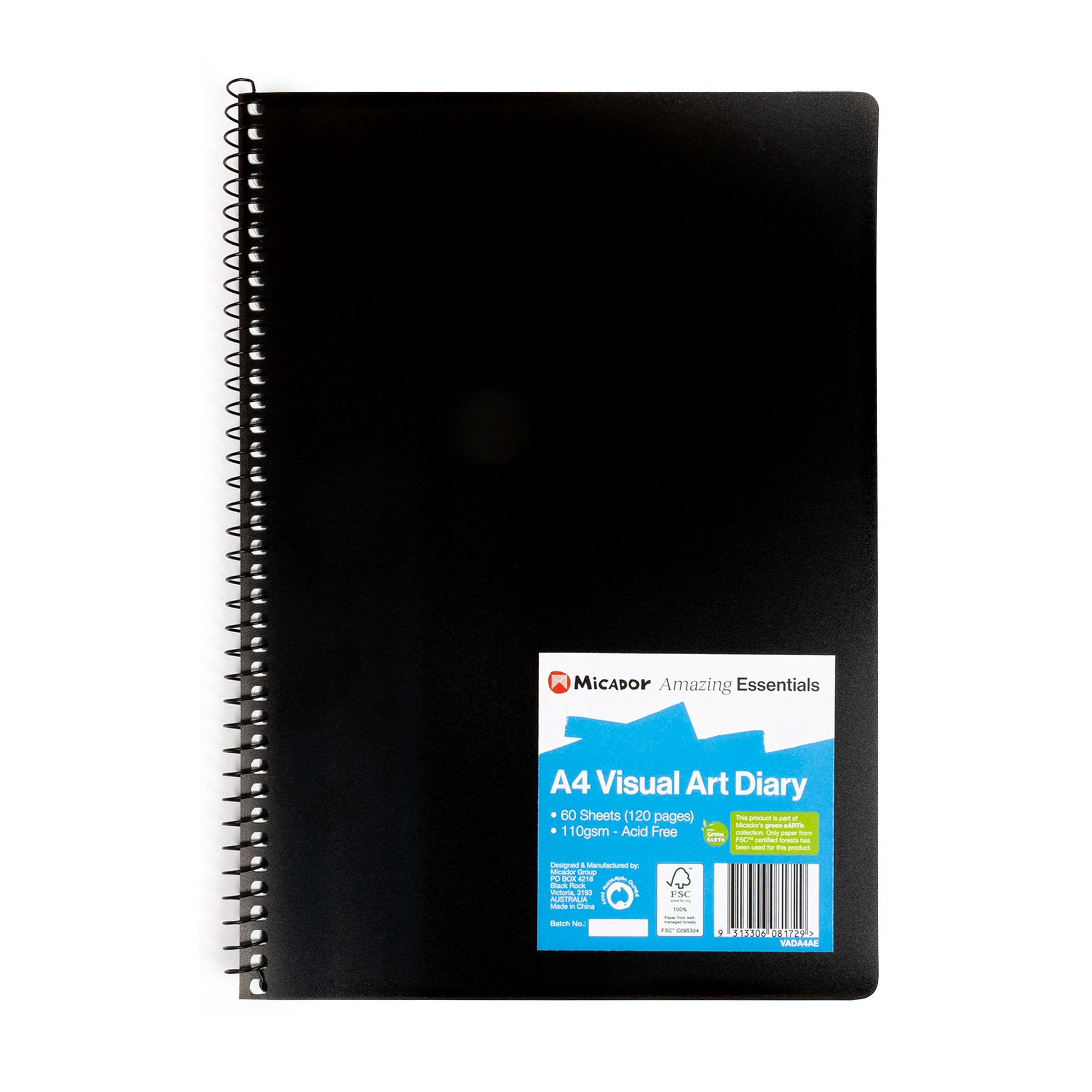 Visual Art Diary Black, A4 FSC Mix Amazing Essentials