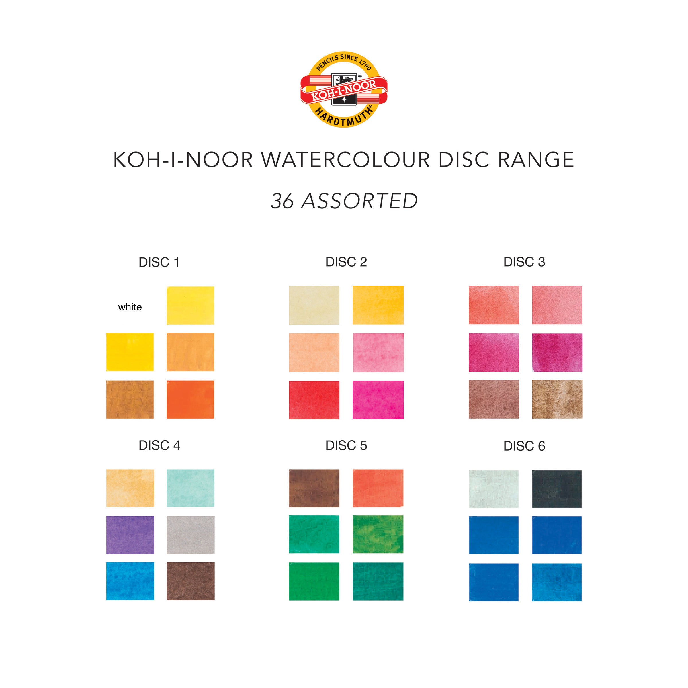 Watercolour Disc - 36 Assorted  Koh-I-Noor