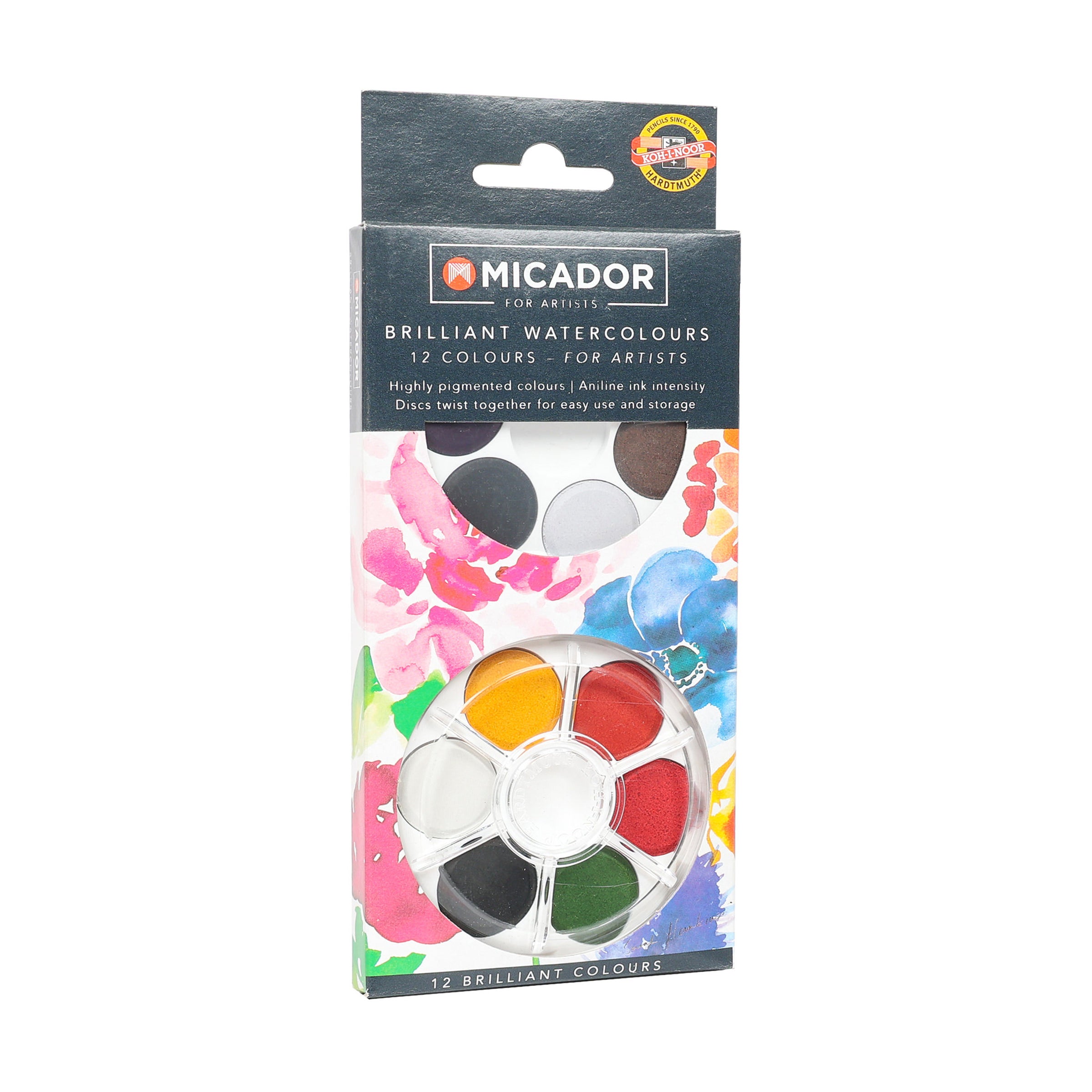Watercolour Disc- 12 Brilliant  Micador For Artists