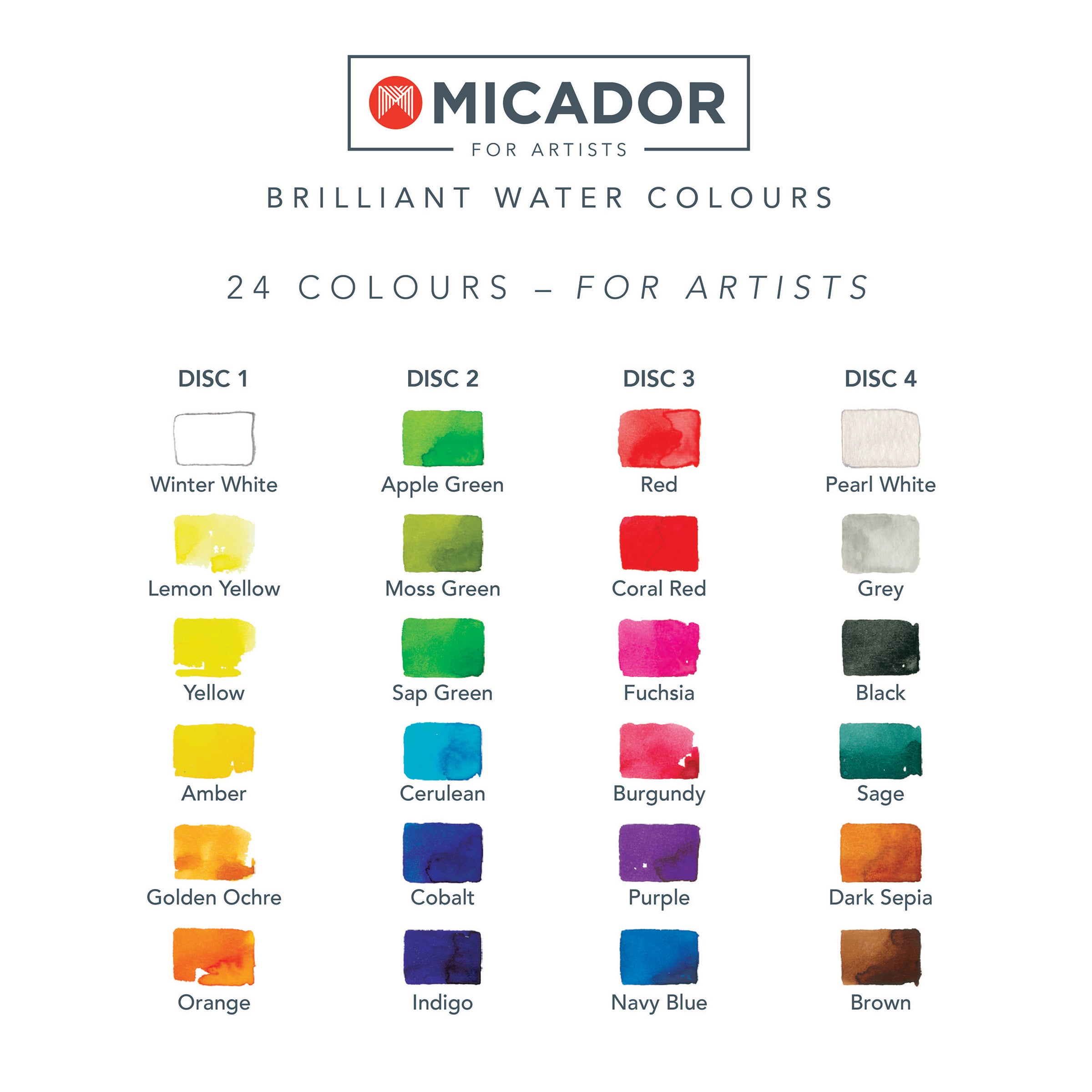 Watercolour Disc- 24 Brilliant  Micador For Artists