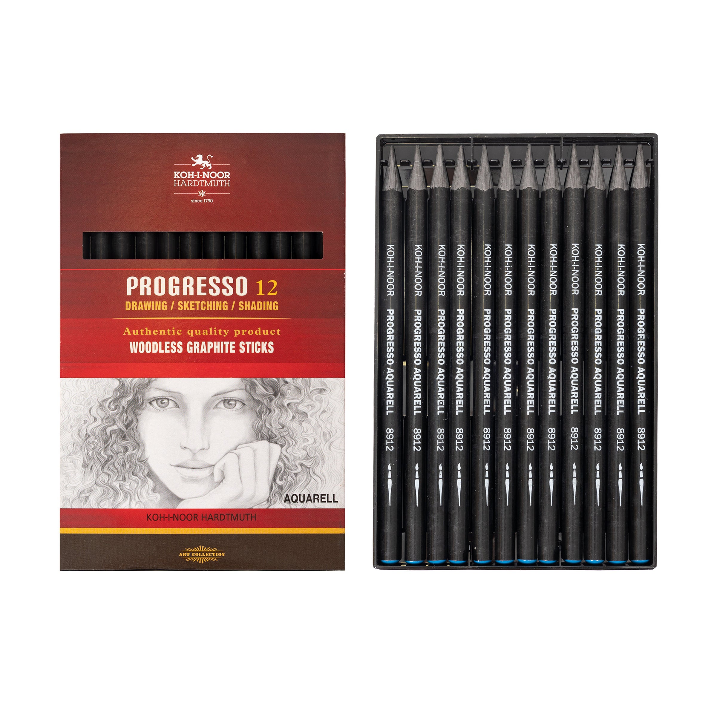 Progresso Graphite Aquarell - 4B, Pack 12 Koh-I-Noor