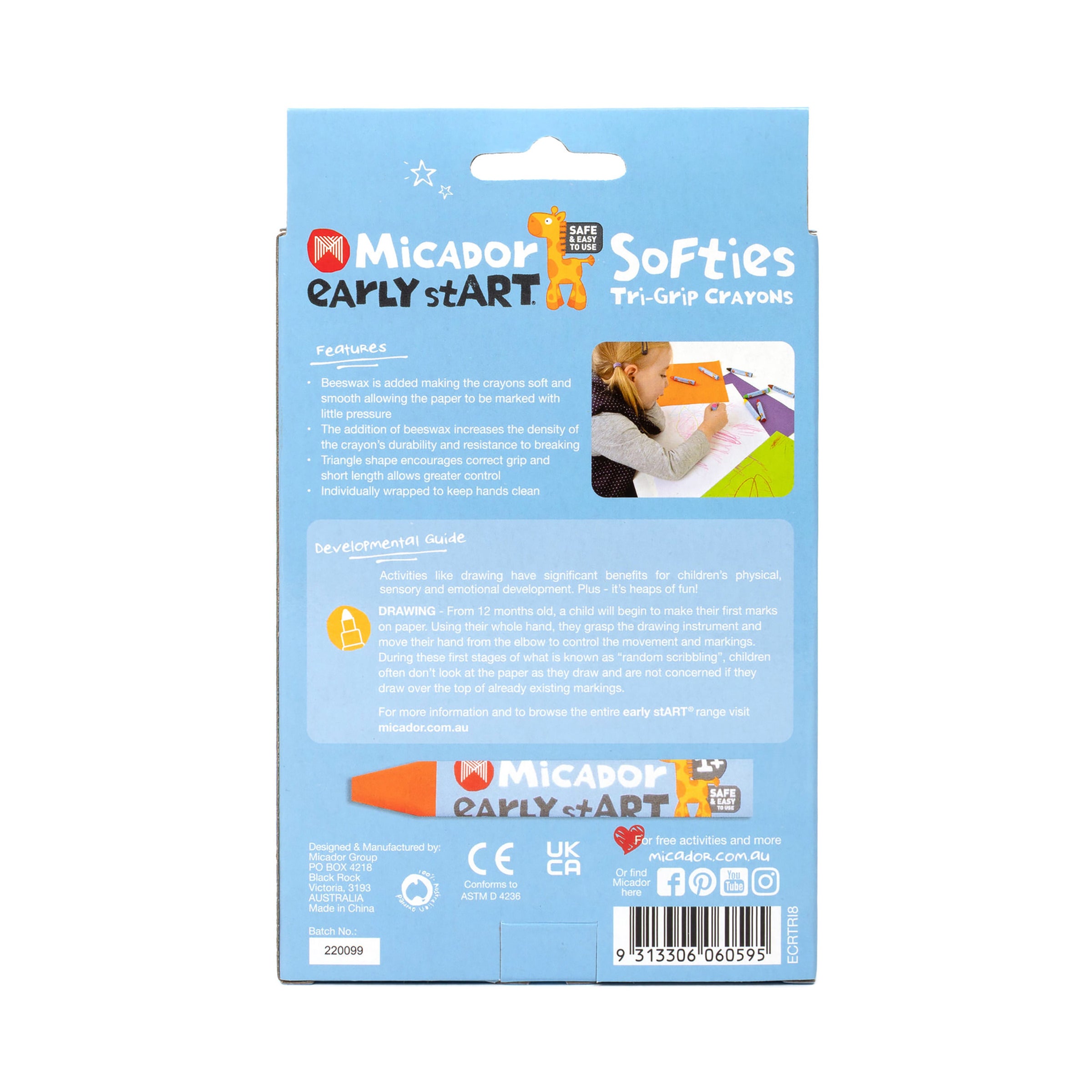 Softies Tri Grip Crayons, Pack 8 early stART