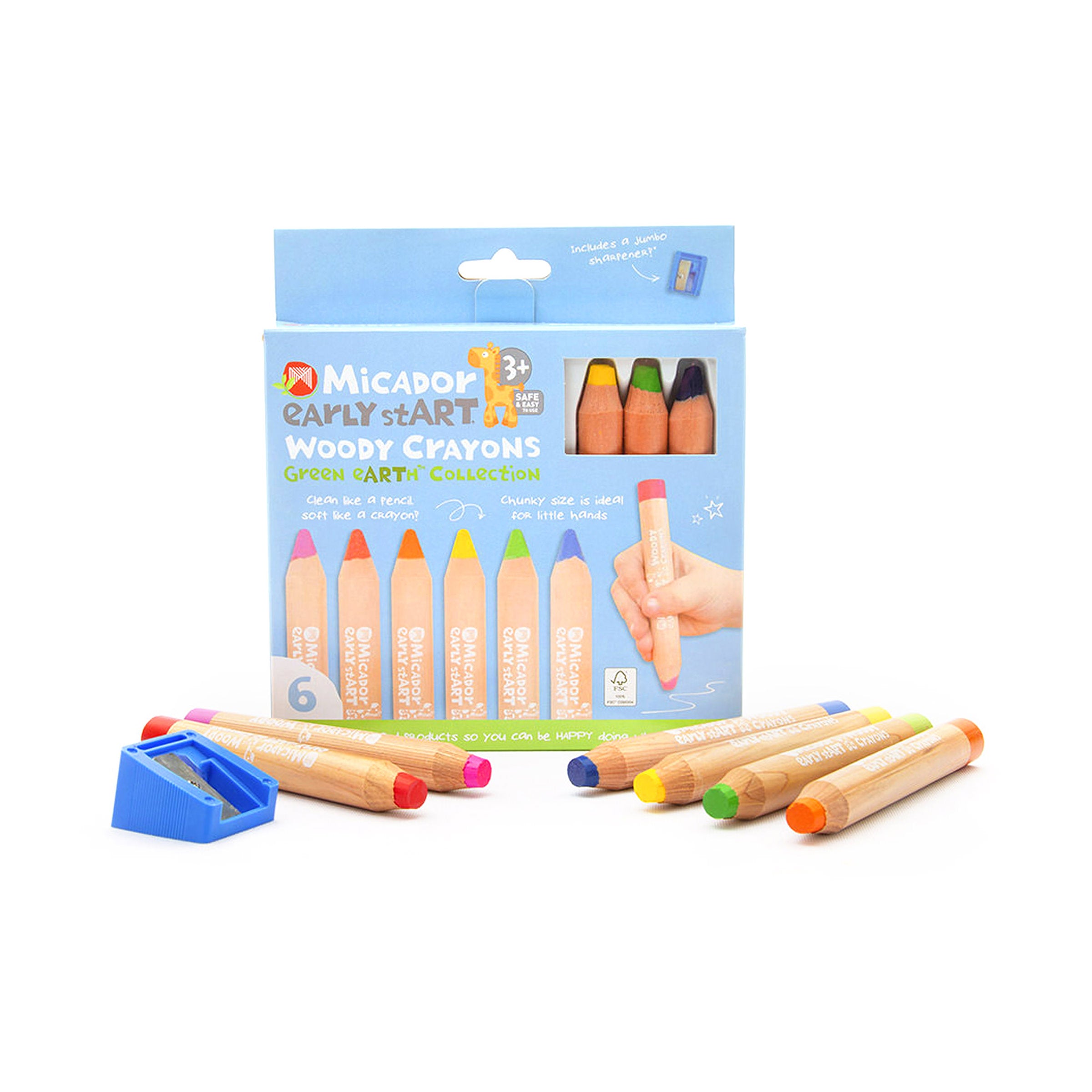 Woody Crayons FSC 100%, Pack 6 early stART