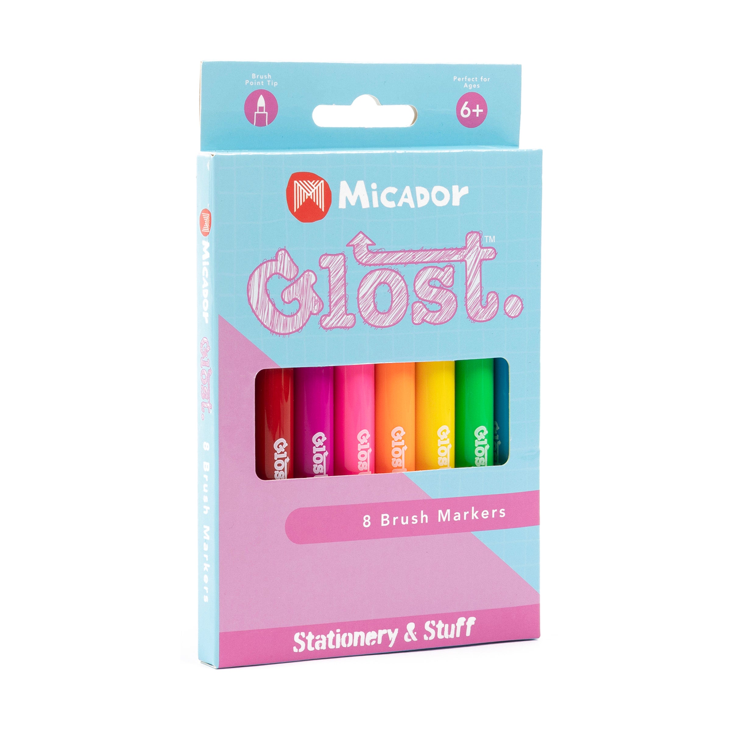 Brush Markers, Pack 8, Glost
