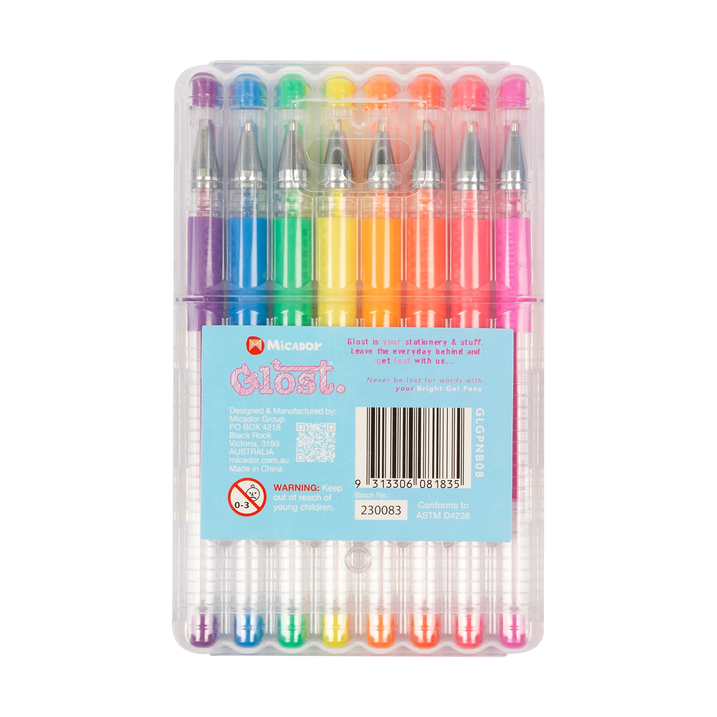 Gel Pens, Pack 8, Bright, Glost