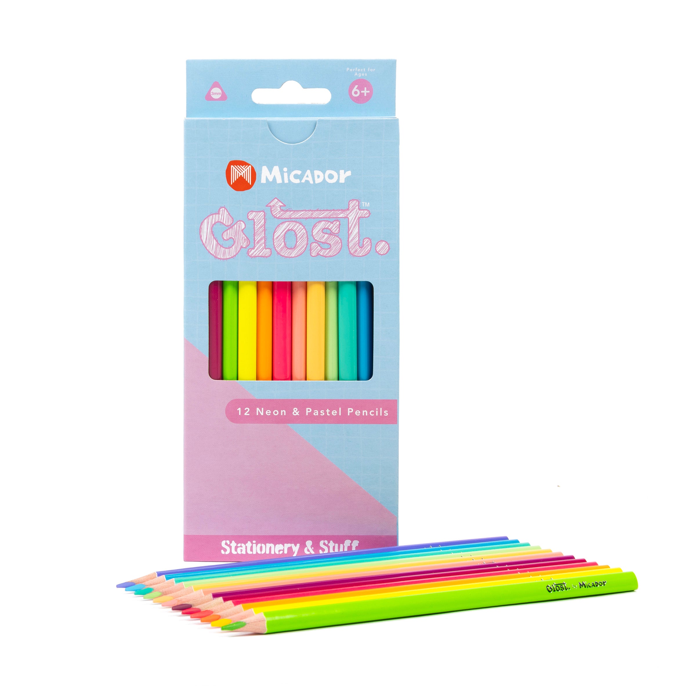 Pencils, Pack 12, Neon and Pastel, FSC 100%, Glost