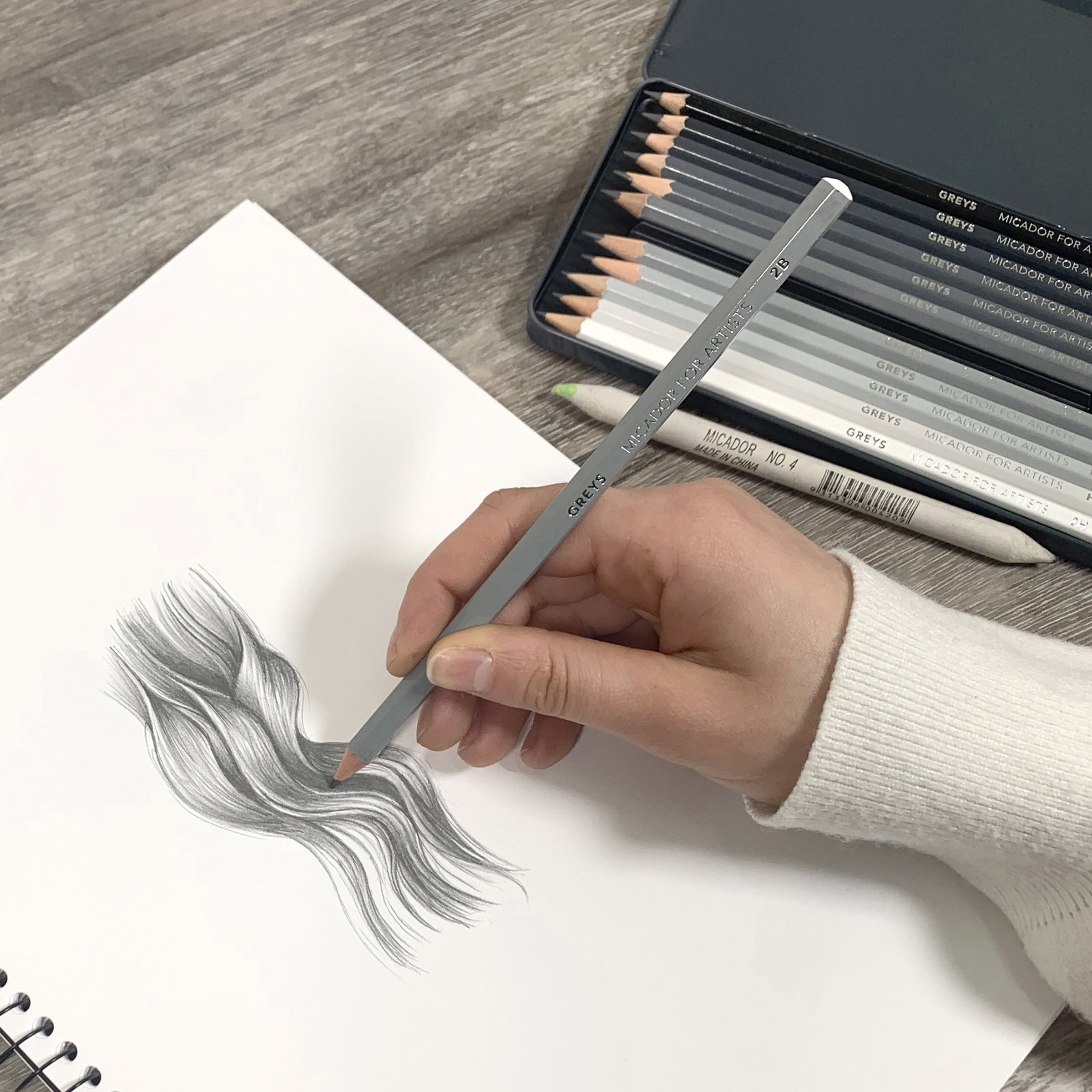 Greys Sketching Set FSC 100%, Tin 12 Micador For Artists