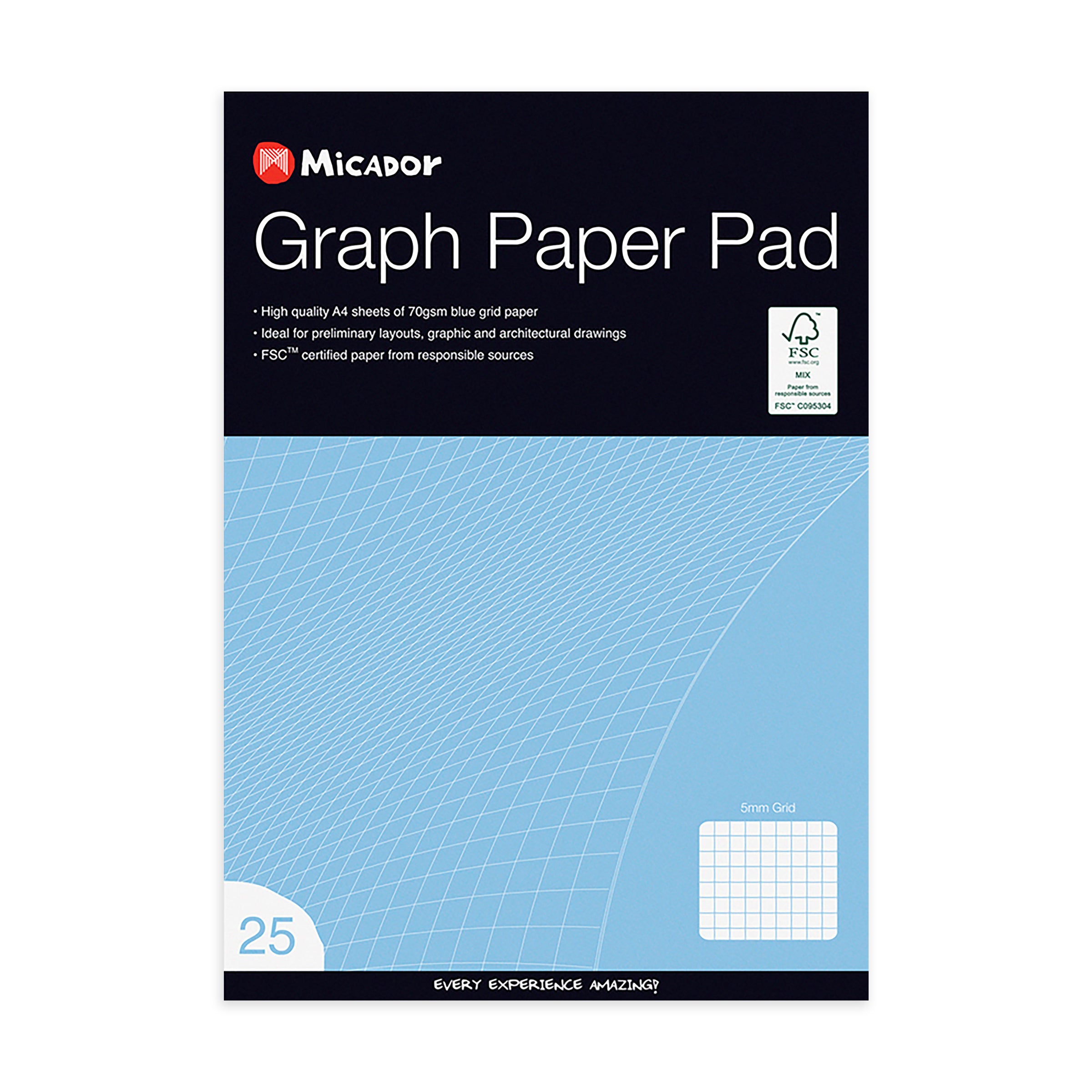 Micador Graph Paper 5Mm A4 Pad Mix 25 Pages