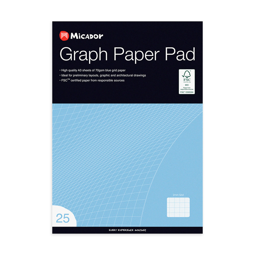Graph Paper - 2mm, A3 Pad, FSC Mix 25 pages | Micador