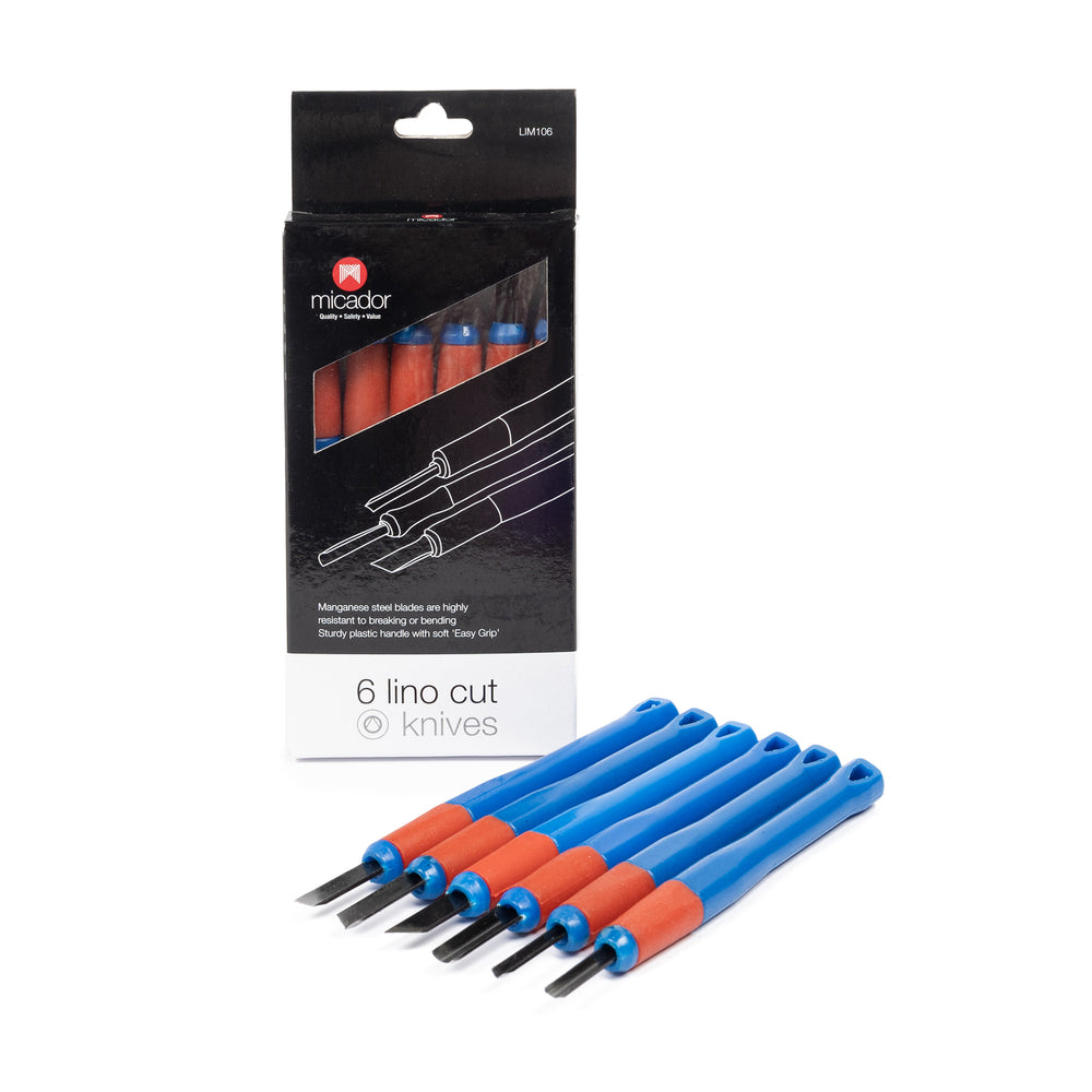 Lino Carving Tools, Set of 6, Easy Grip | Micador