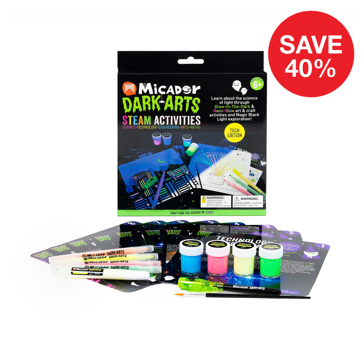 Micador Dark Arts Glow STEAM Activities Tech Edition, save 40%
